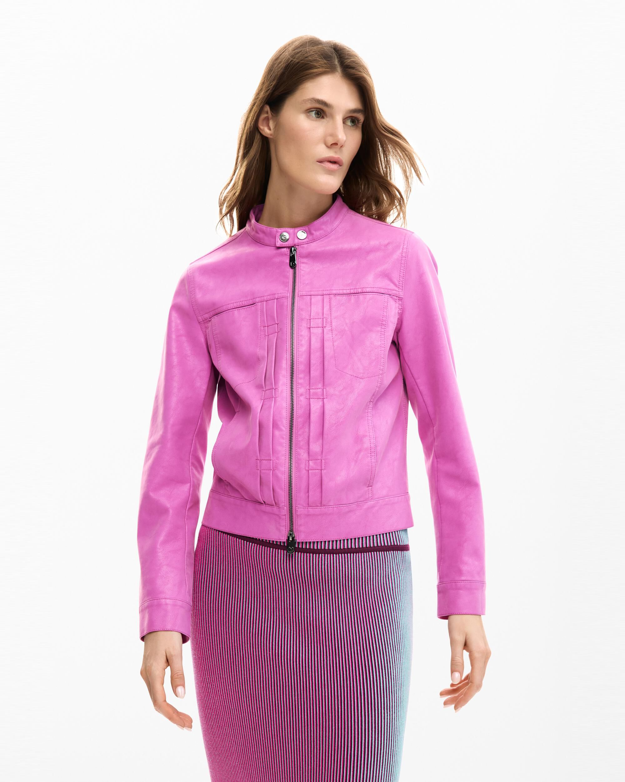 Chaqueta de mujer efecto piel - Desigual - Rojo Rojo-2