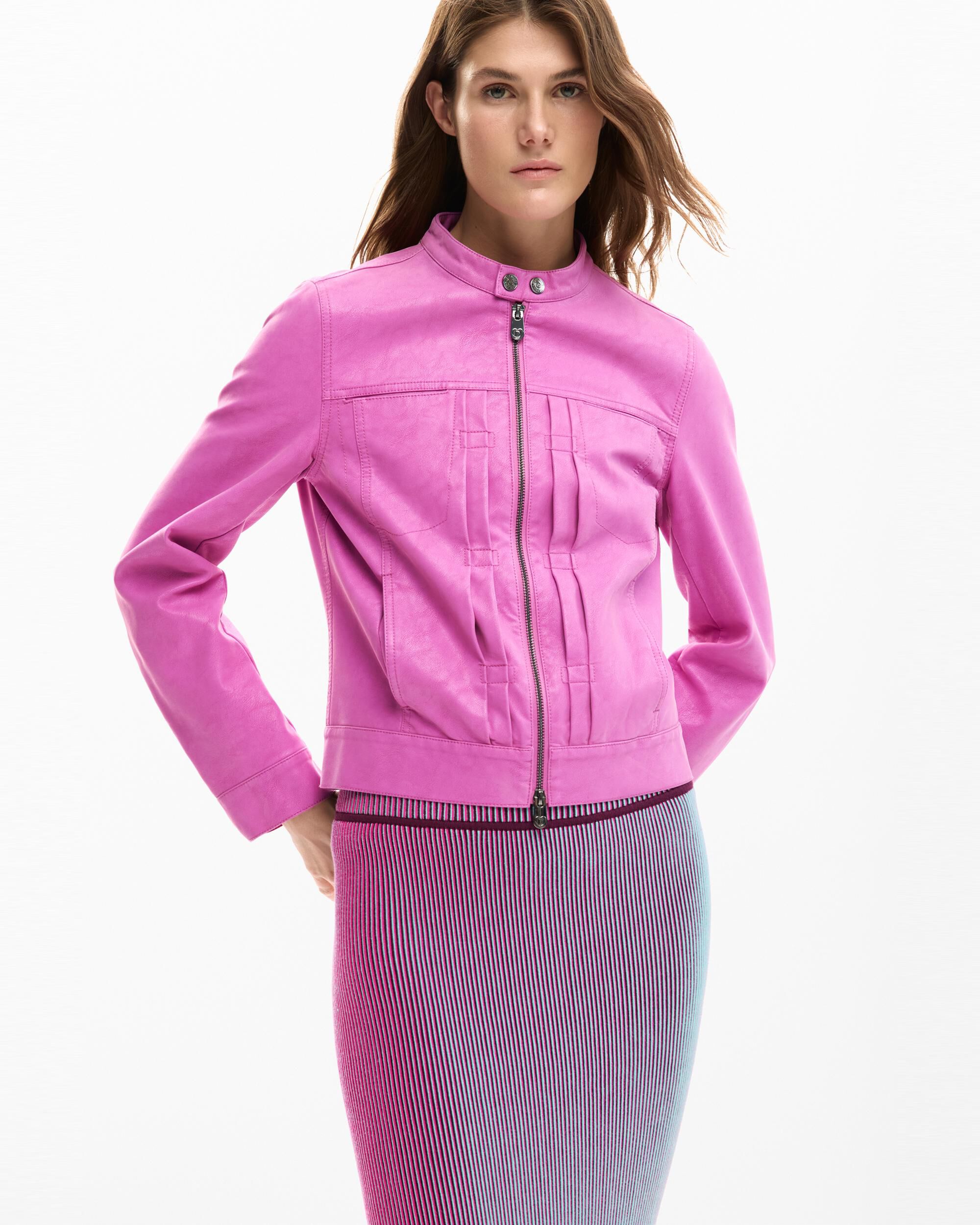 Chaqueta de mujer efecto piel - Desigual - Rojo Rojo-4