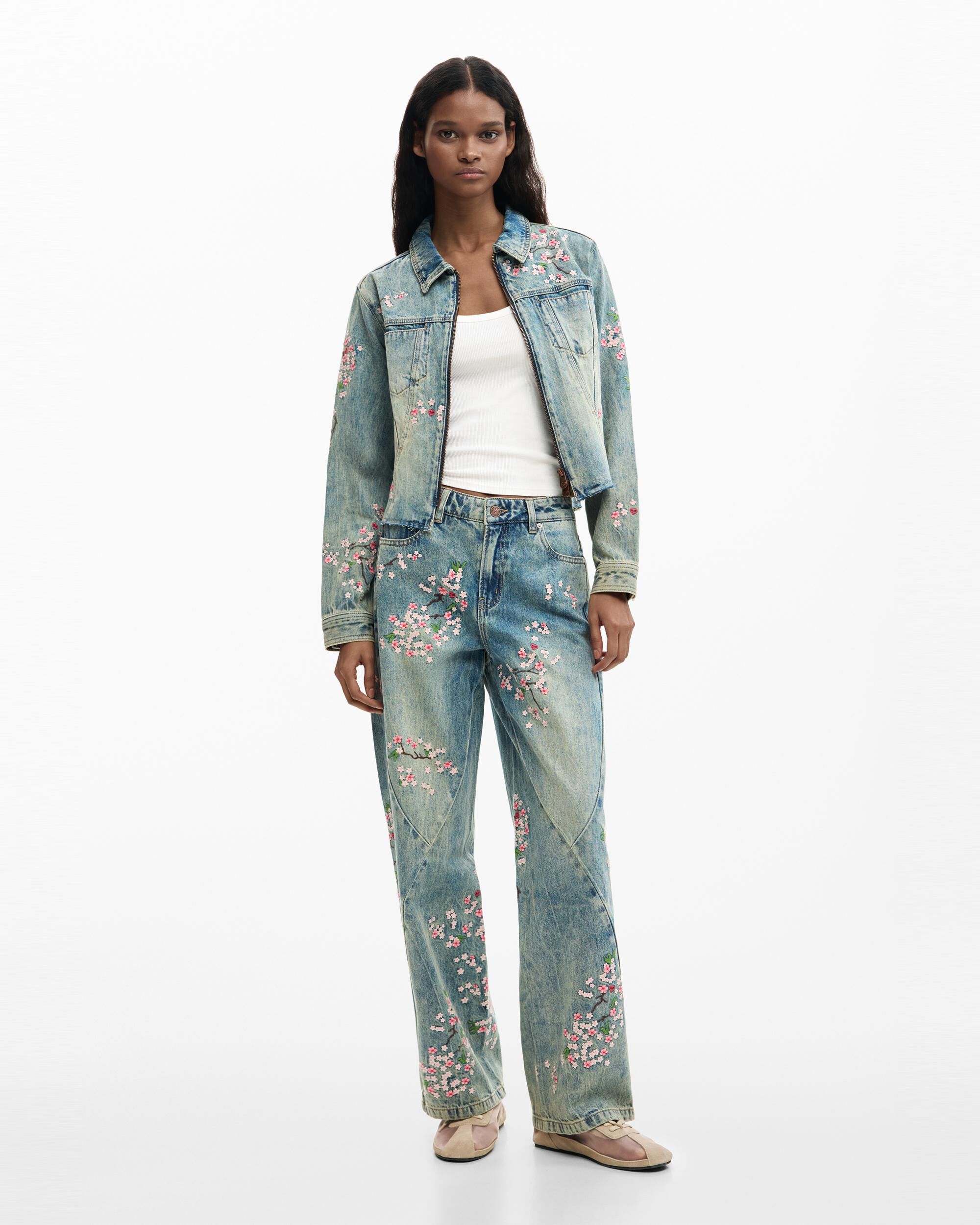 Pantalón de mujer vaquero bordados regular - Desigual - Azul Azul-5