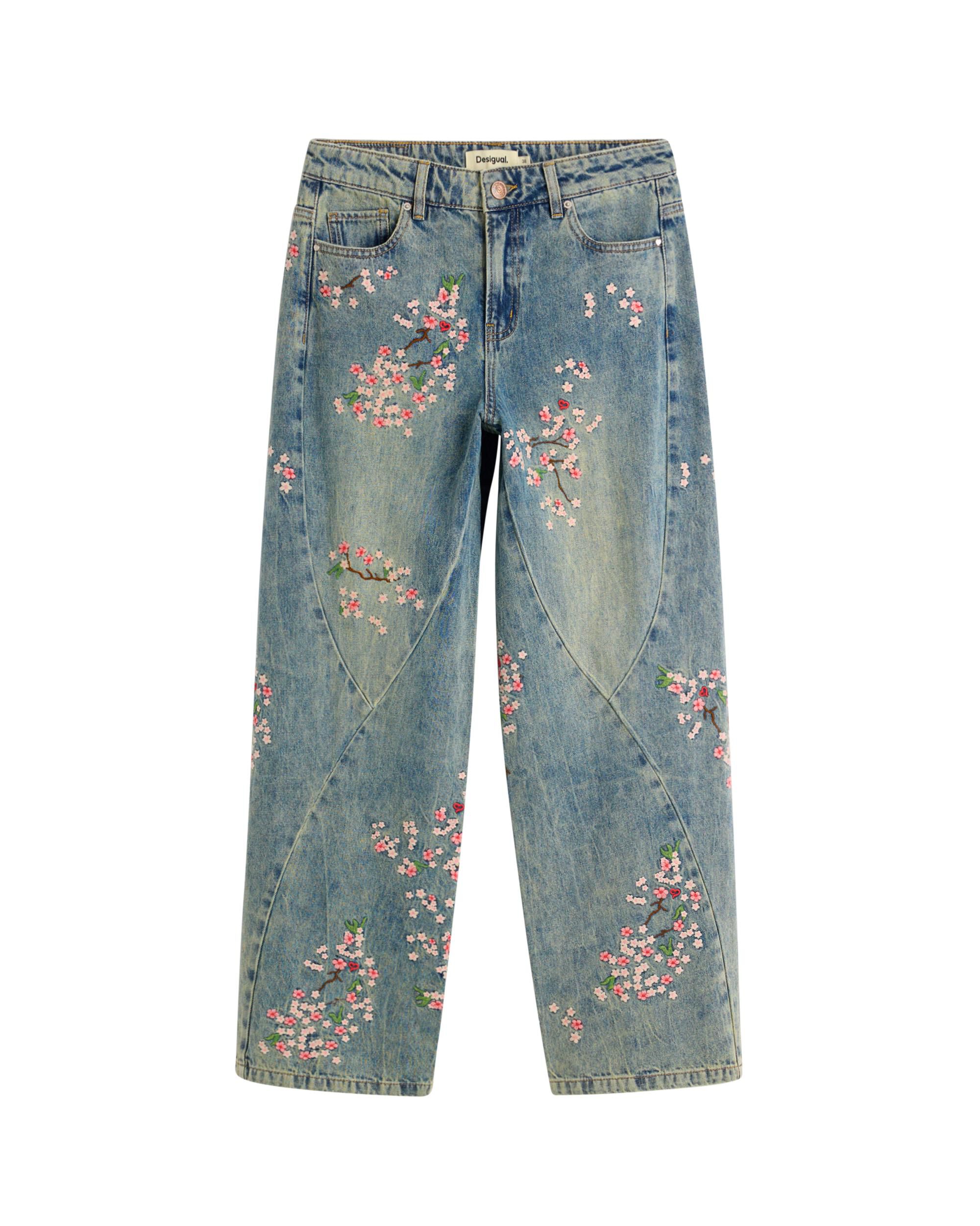 Pantalón de mujer vaquero bordados regular - Desigual - Azul Azul-6