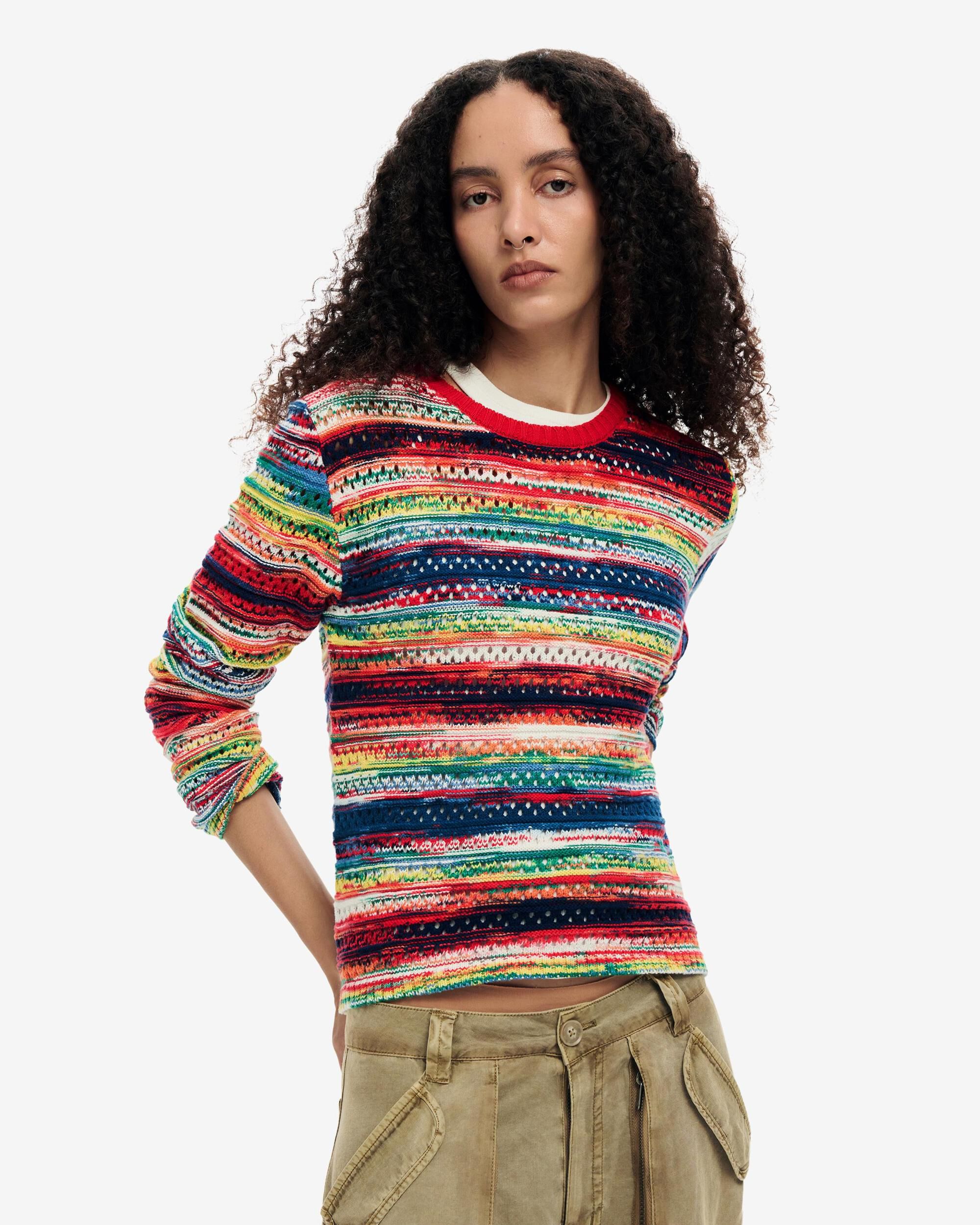 Desigual - Jersey de mujer multicolor jaspeado.