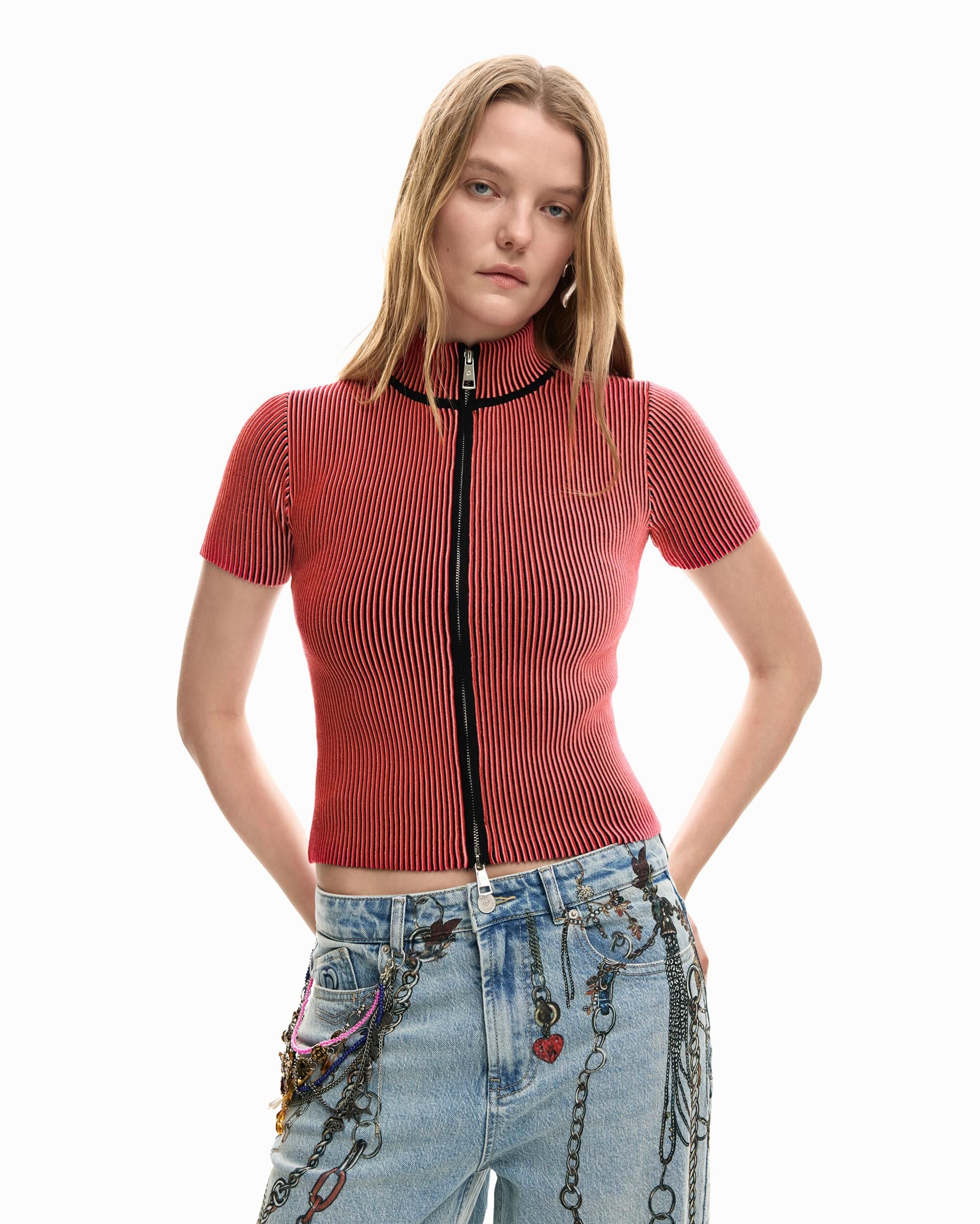 Top de mujer punto tornasolado - Desigual - Rojo Rojo-1