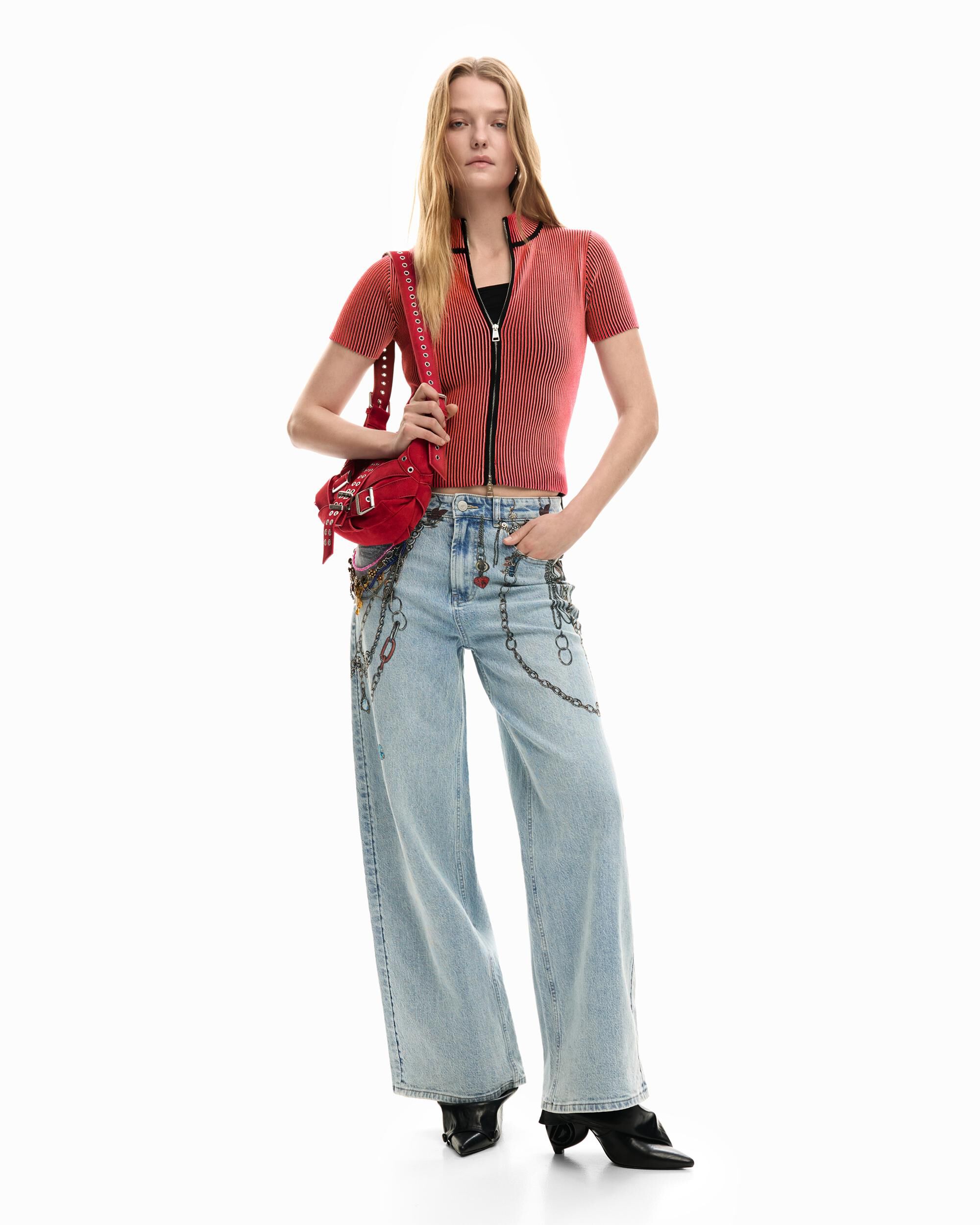 Top de mujer punto tornasolado - Desigual - Rojo Rojo-2