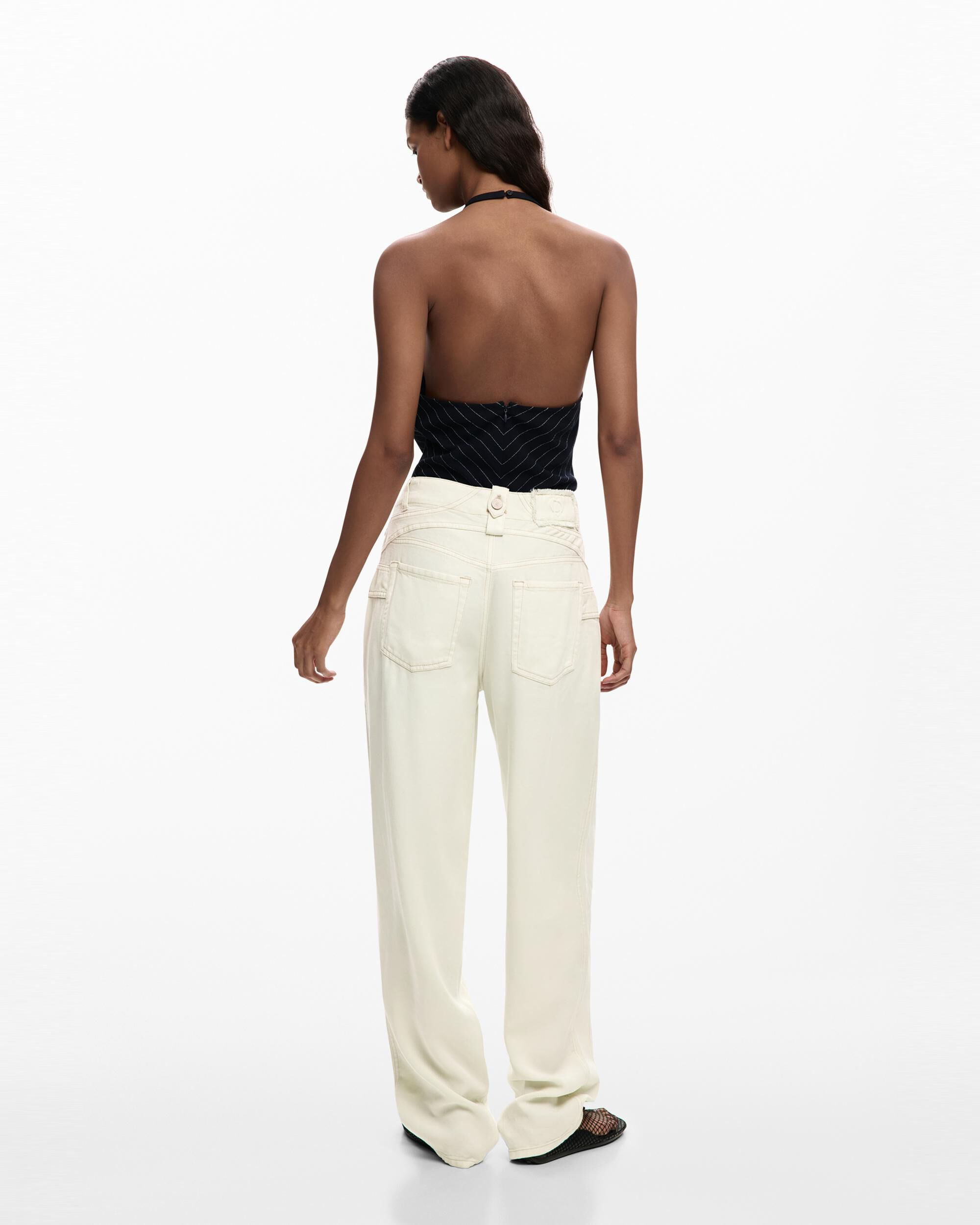 Pantalones anchos de mujer botones - Desigual - Crudo Crudo-3