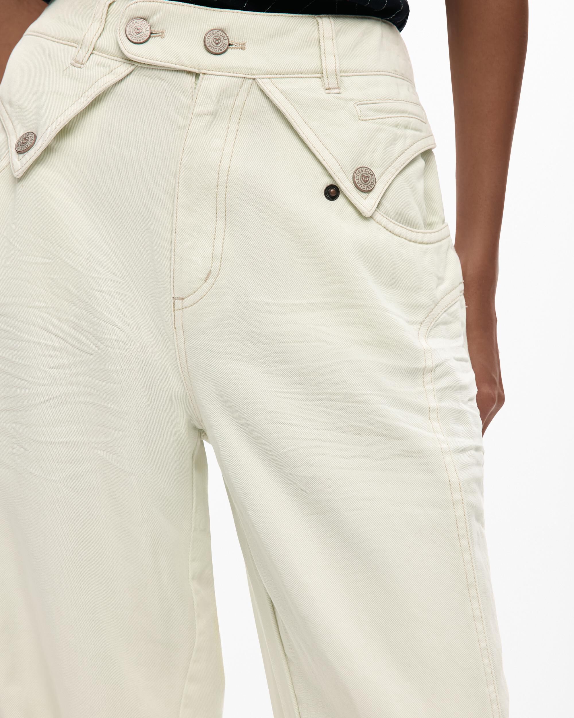 Pantalones anchos de mujer botones - Desigual - Crudo Crudo-5