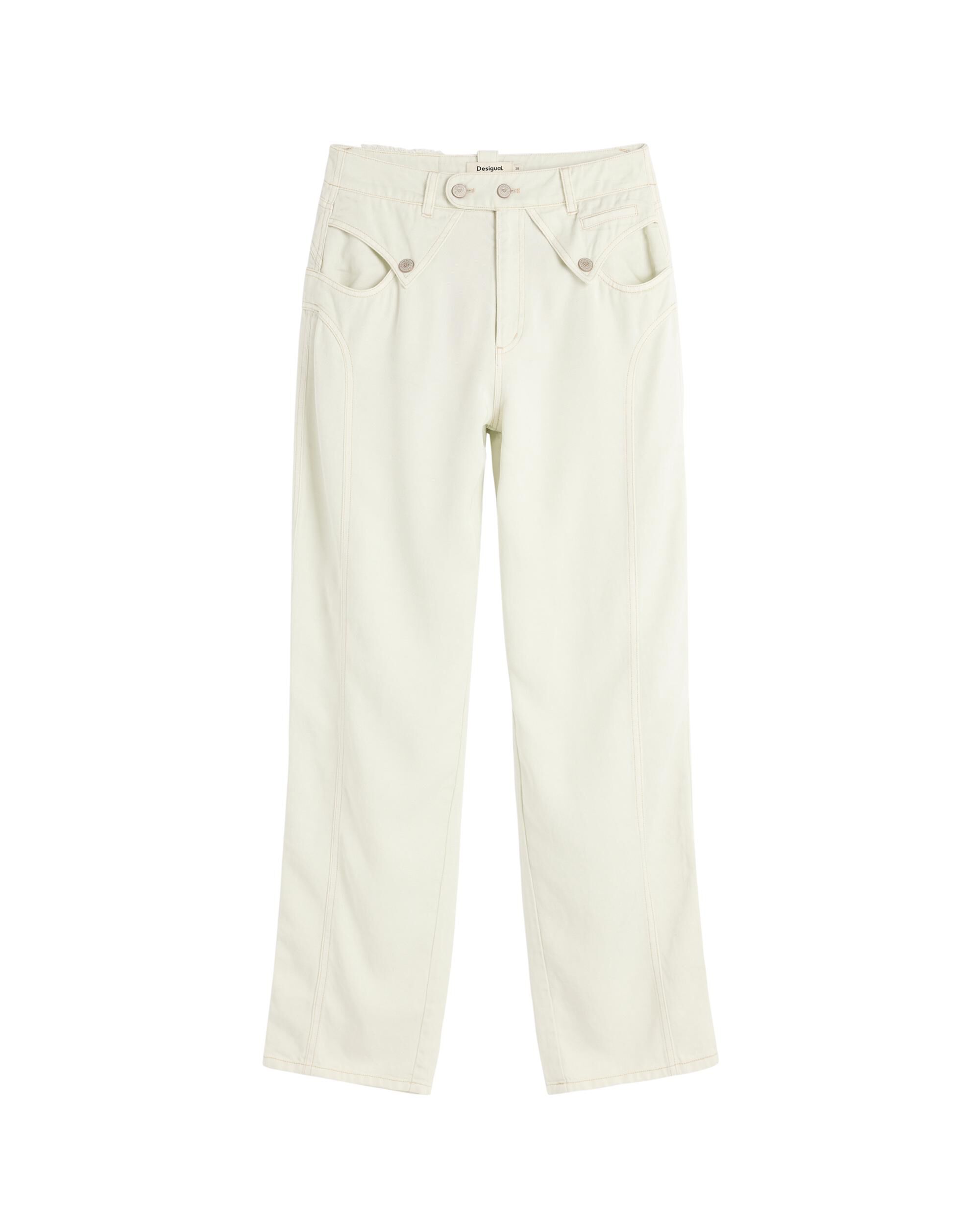 Pantalones anchos de mujer botones - Desigual - Crudo Crudo-6
