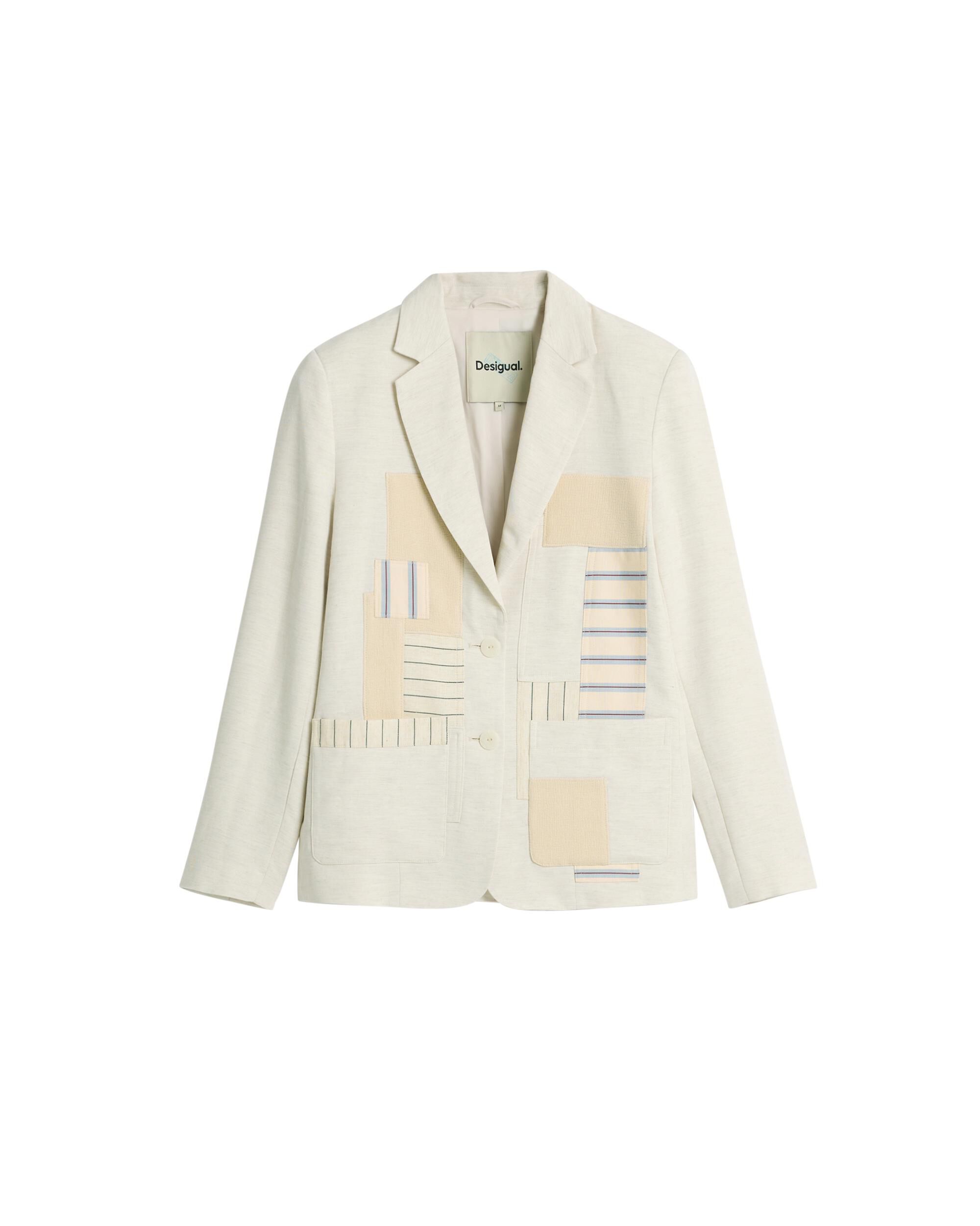 Desigual - Blazer de mujer patchwork blanca.
