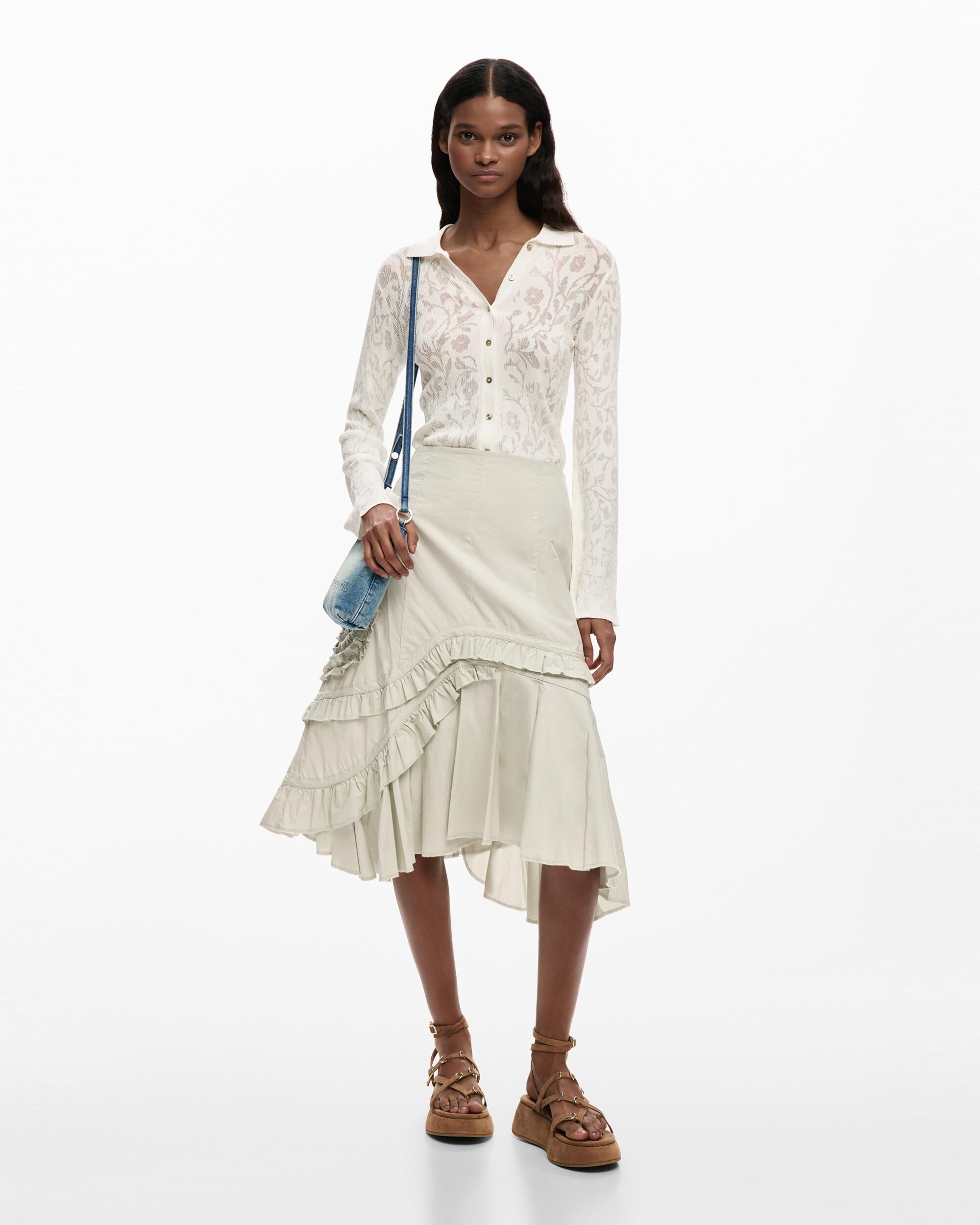 Desigual - Falda Asimétrica Midi.