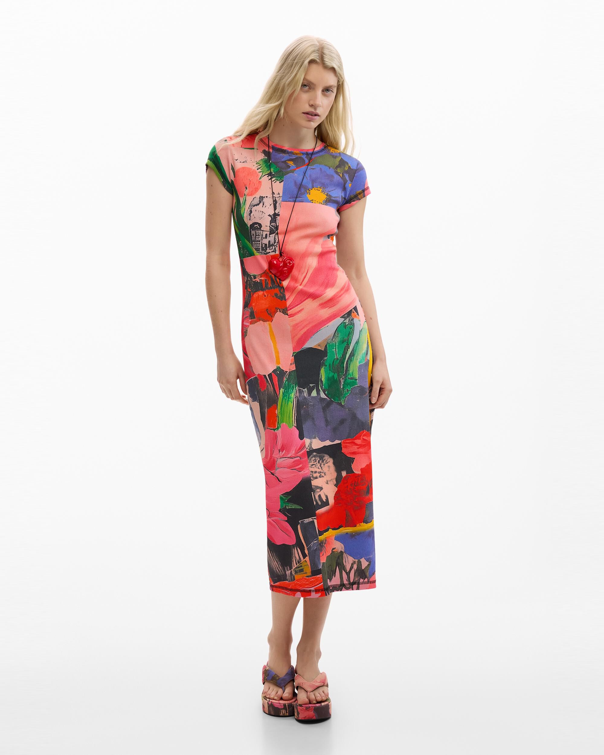Desigual - Vestido Midi Ajustado Estampado.