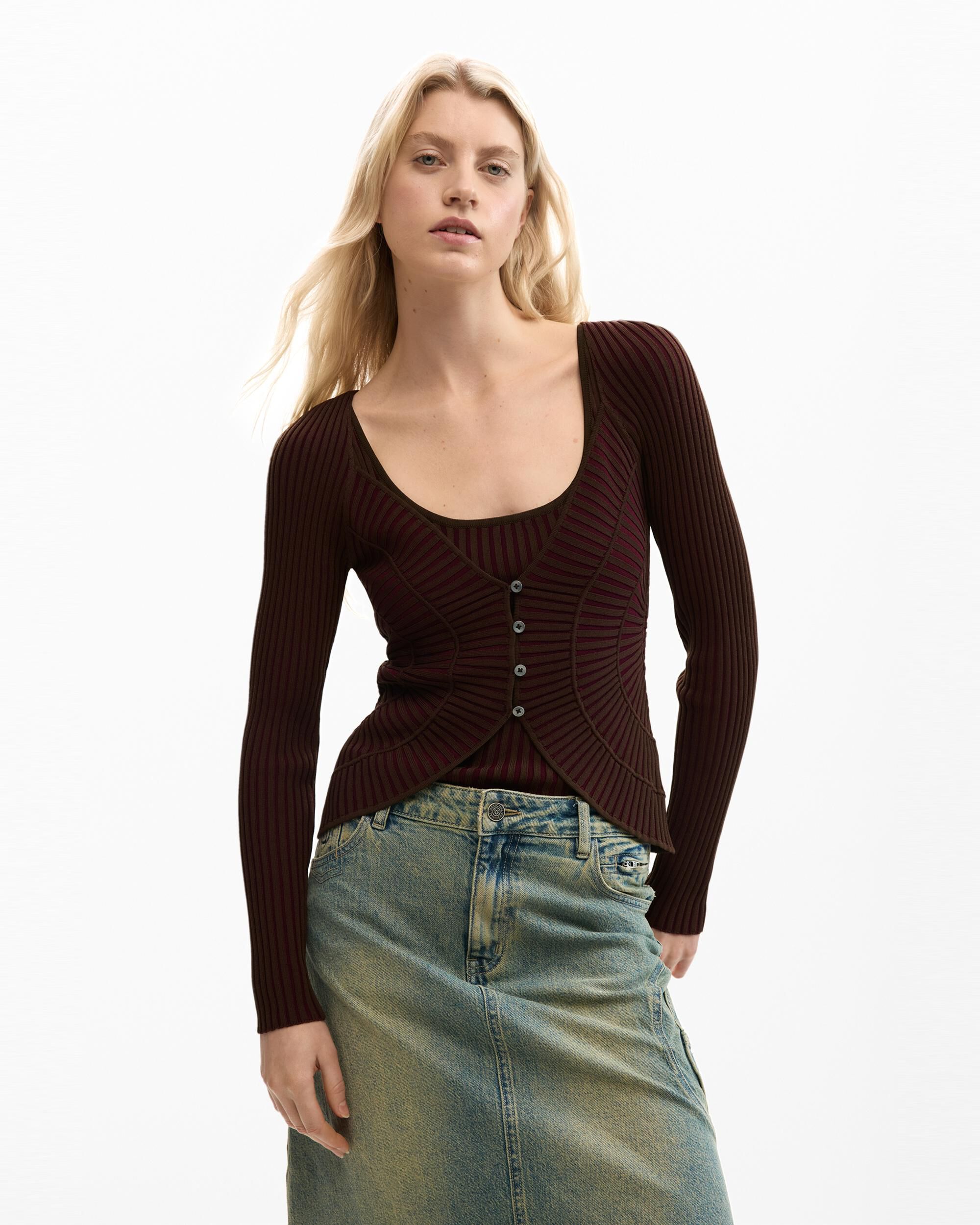 Desigual - Jersey de mujer fino botones.