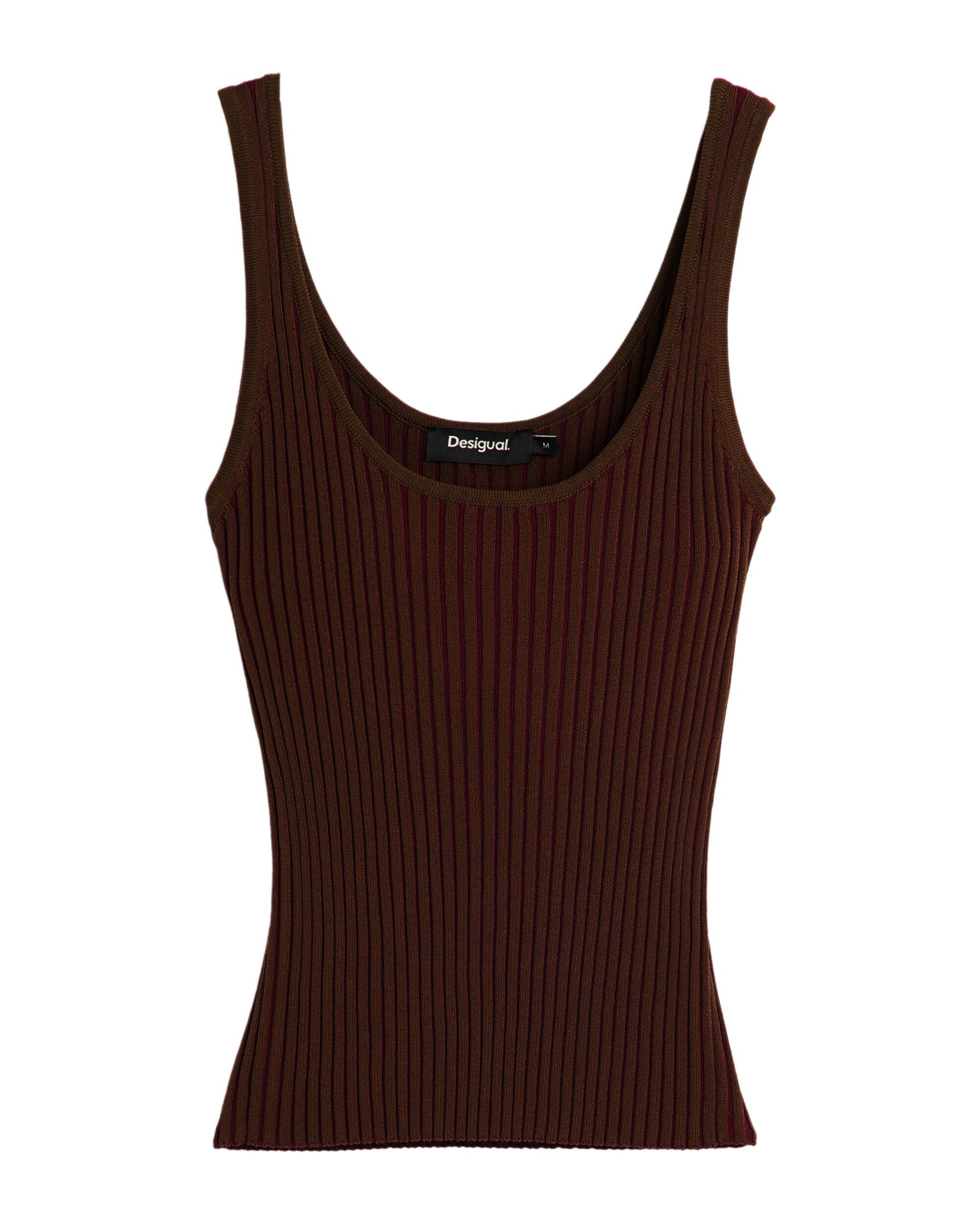 Camiseta de mujer tirantes canalé - Desigual - Marrón Marrón-5