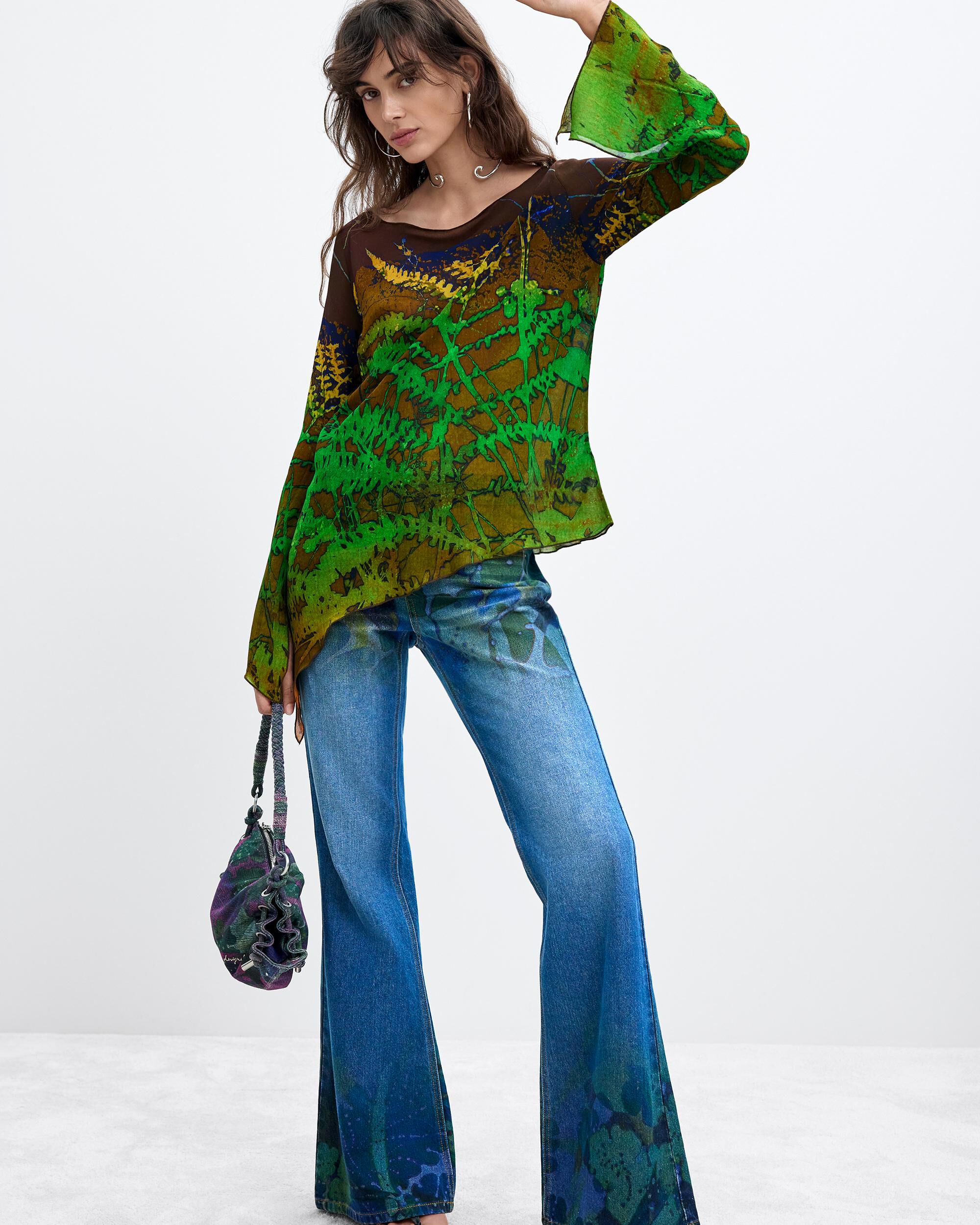Blusa de mujer asimétrica estampada m c lacroix - Desigual - Verde Verde-2