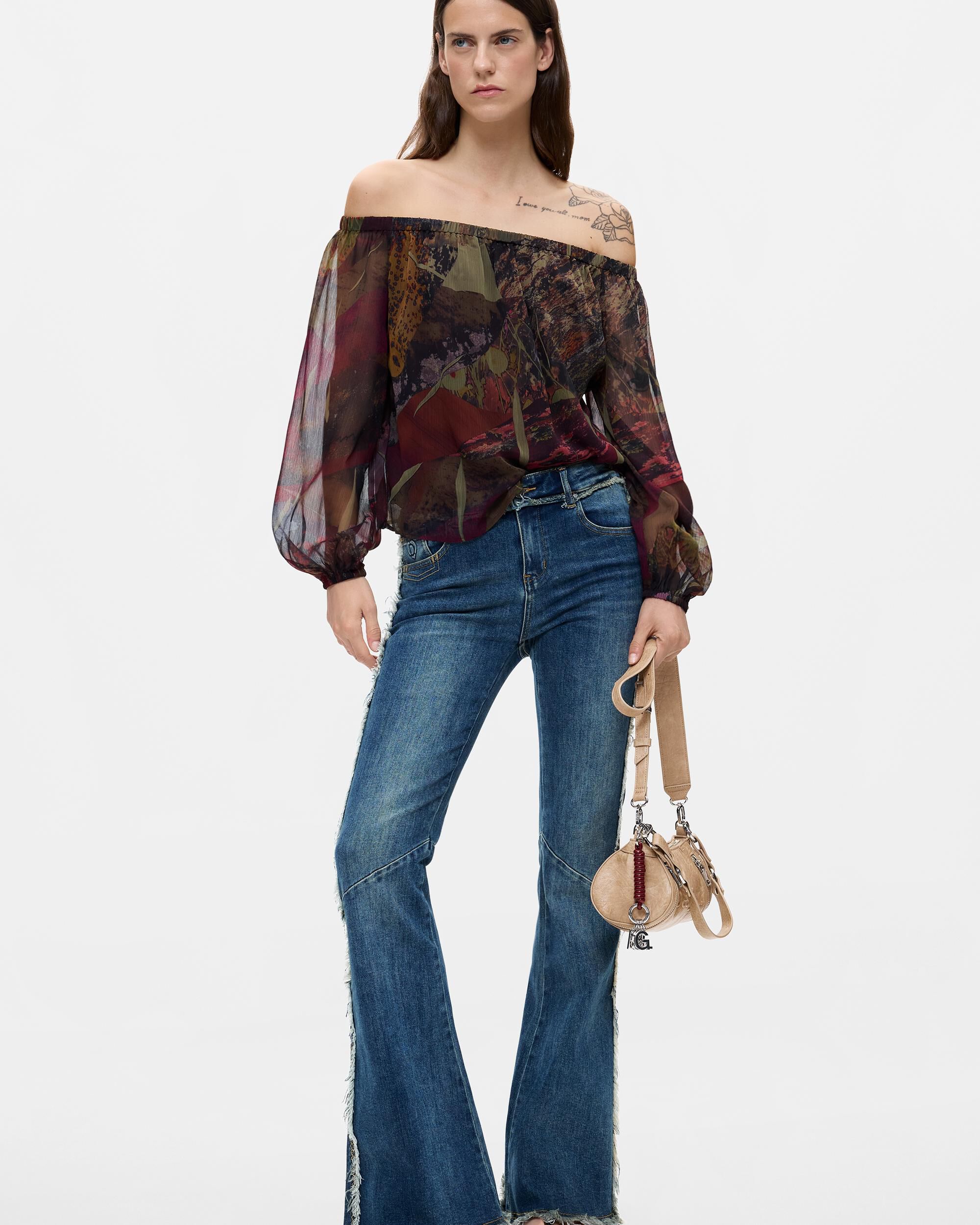 Blusa de mujer estampada manga larga - Desigual - Verde Verde-2