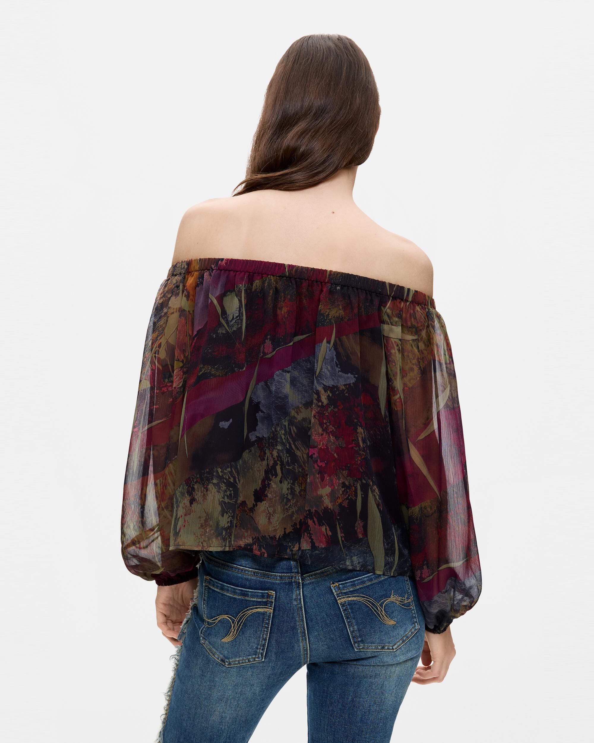 Blusa de mujer estampada manga larga - Desigual - Verde Verde-3