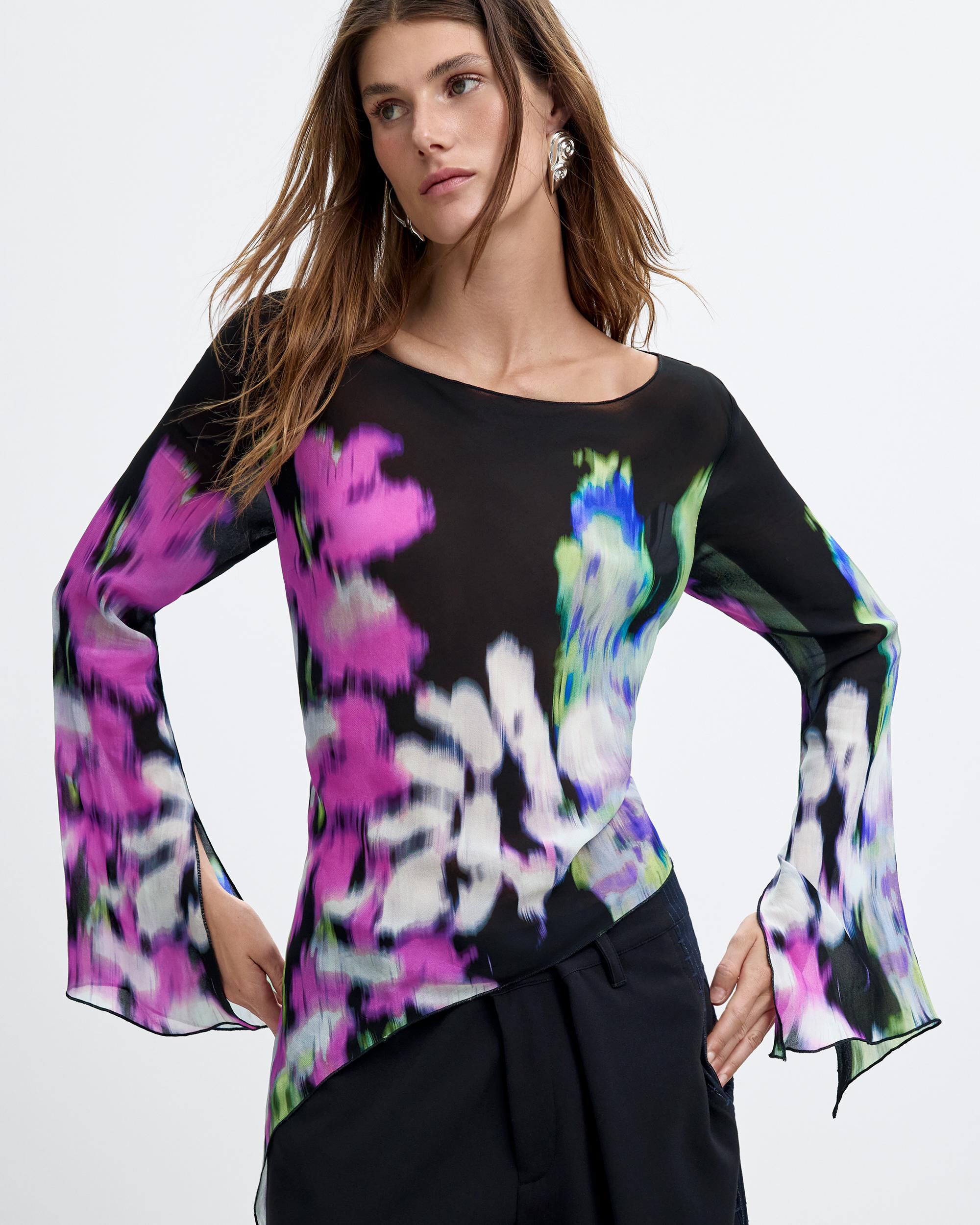 Blusa de mujer asimétrica estampada m c lacroix - Desigual - Negro Negro-1