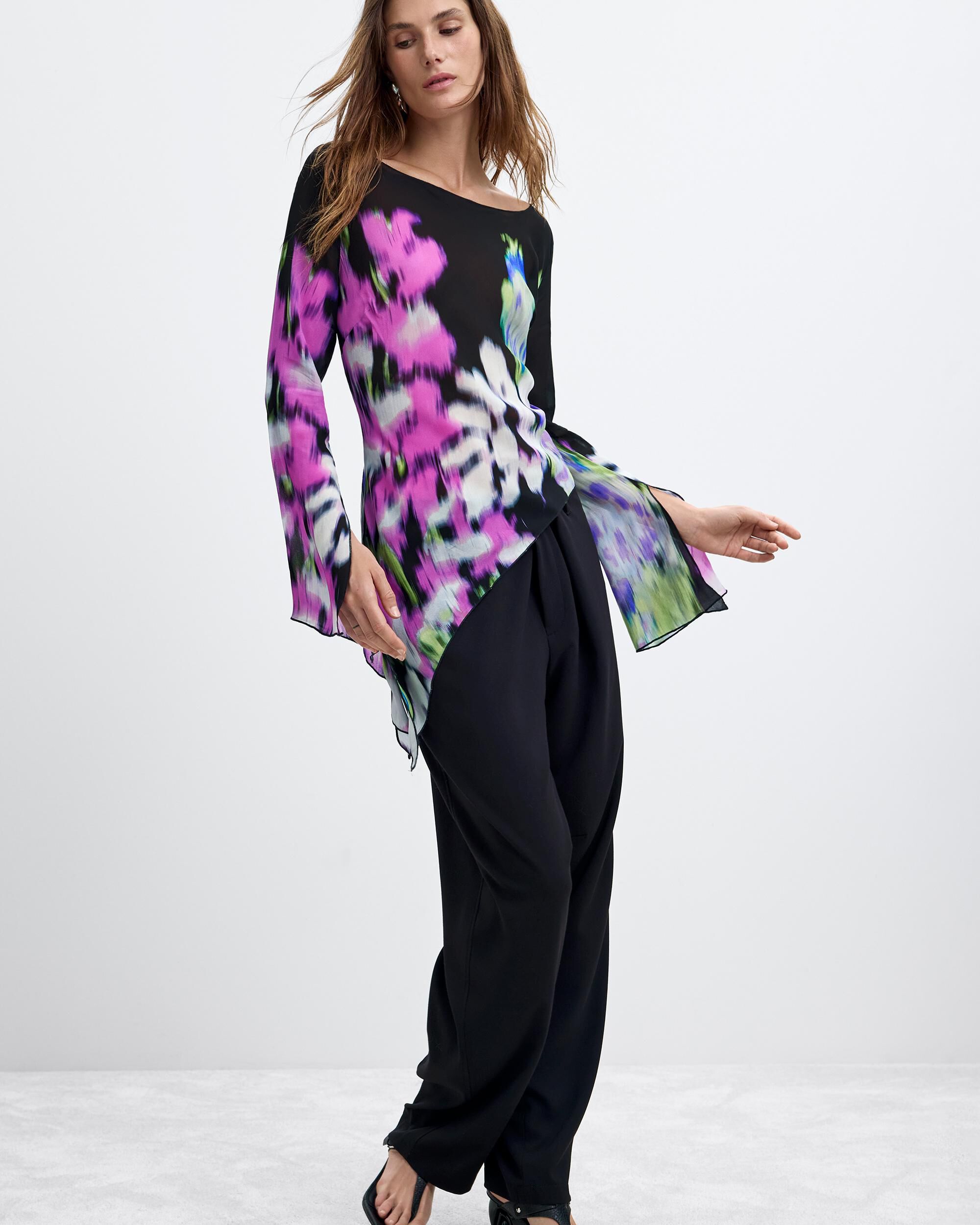 Blusa de mujer asimétrica estampada m c lacroix - Desigual - Negro Negro-2