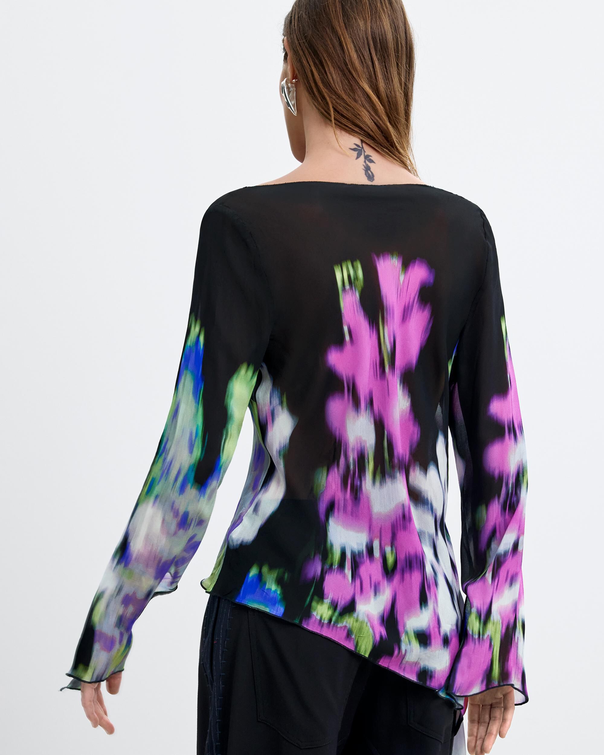 Blusa de mujer asimétrica estampada m c lacroix - Desigual - Negro Negro-3