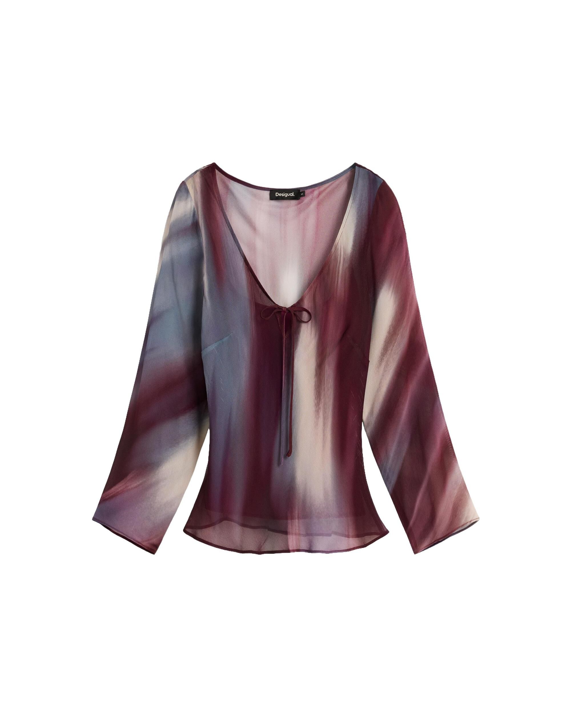 Blusa de mujer manga larga transparente - Desigual - Rojo Rojo-4