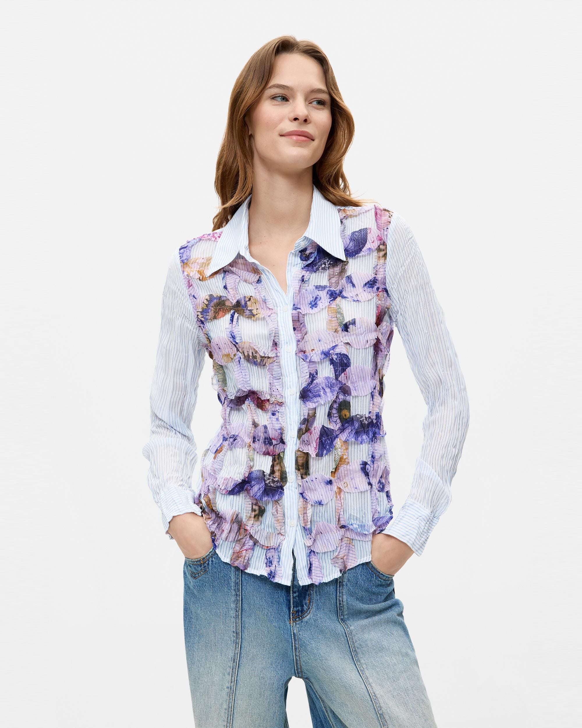 Camisa de mujer estampada manga larga - Desigual - Azul Azul-1