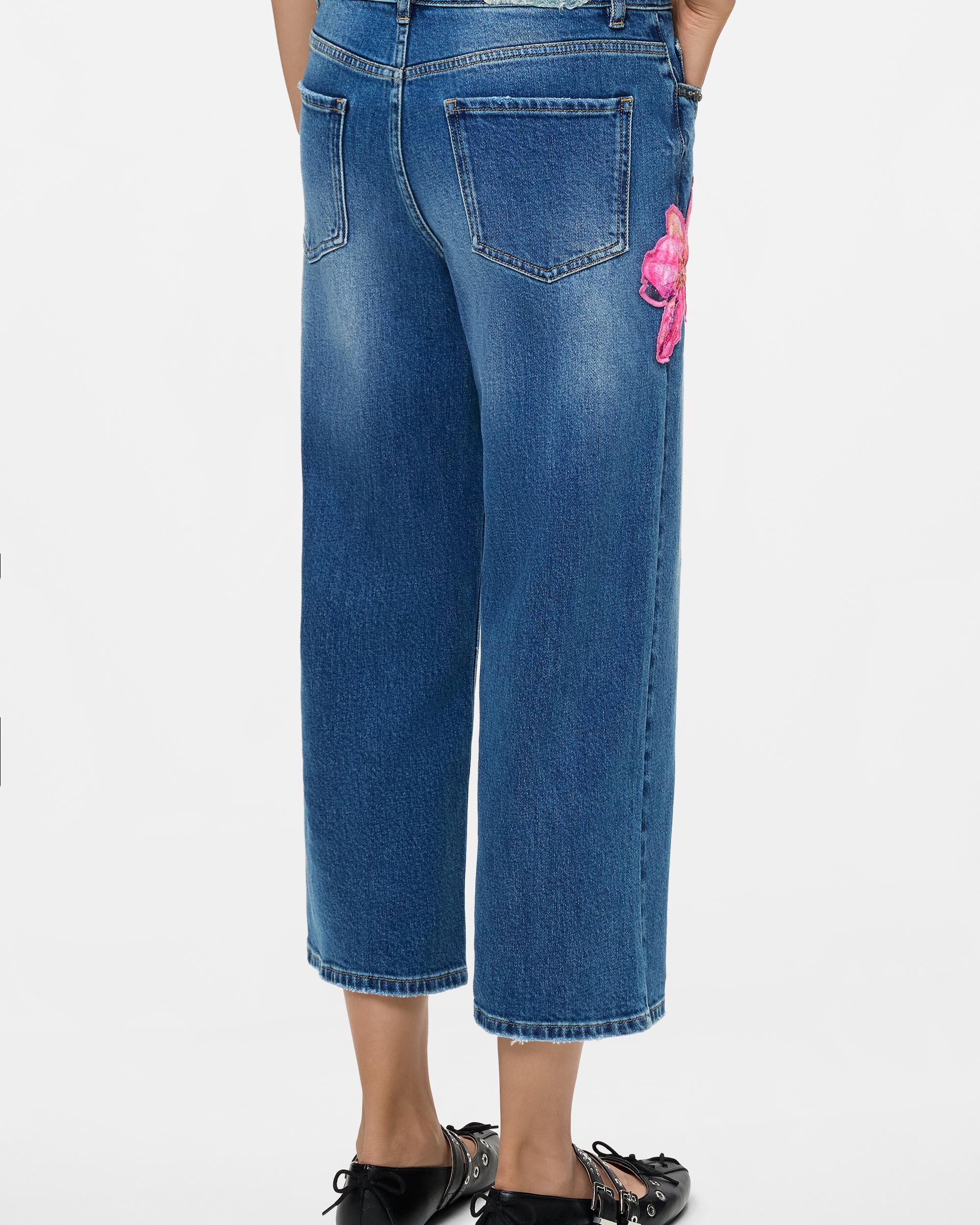 Pantalón de mujer vaquero floral culotte - Desigual - Azul Azul-3