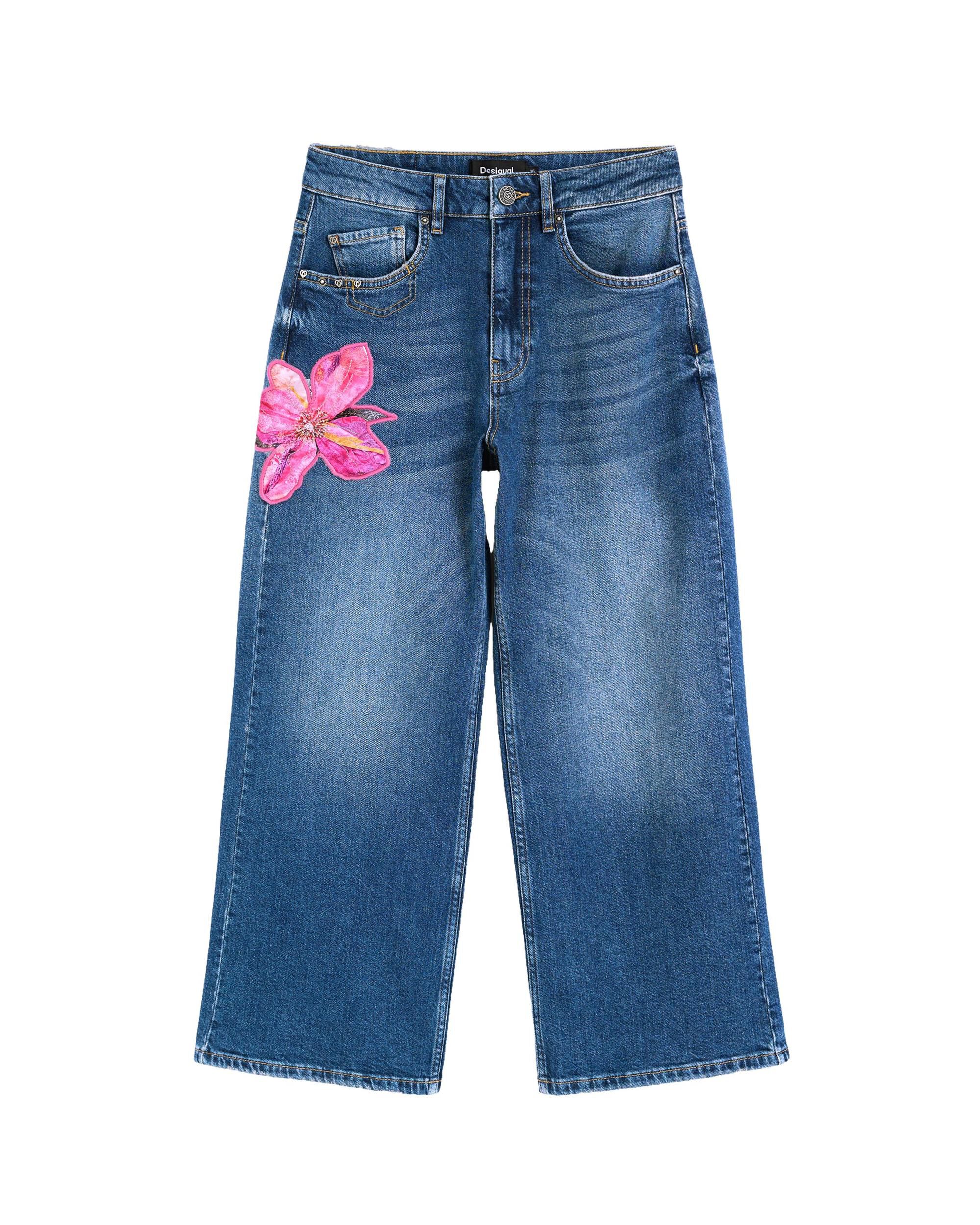 Pantalón de mujer vaquero floral culotte - Desigual - Azul Azul-4