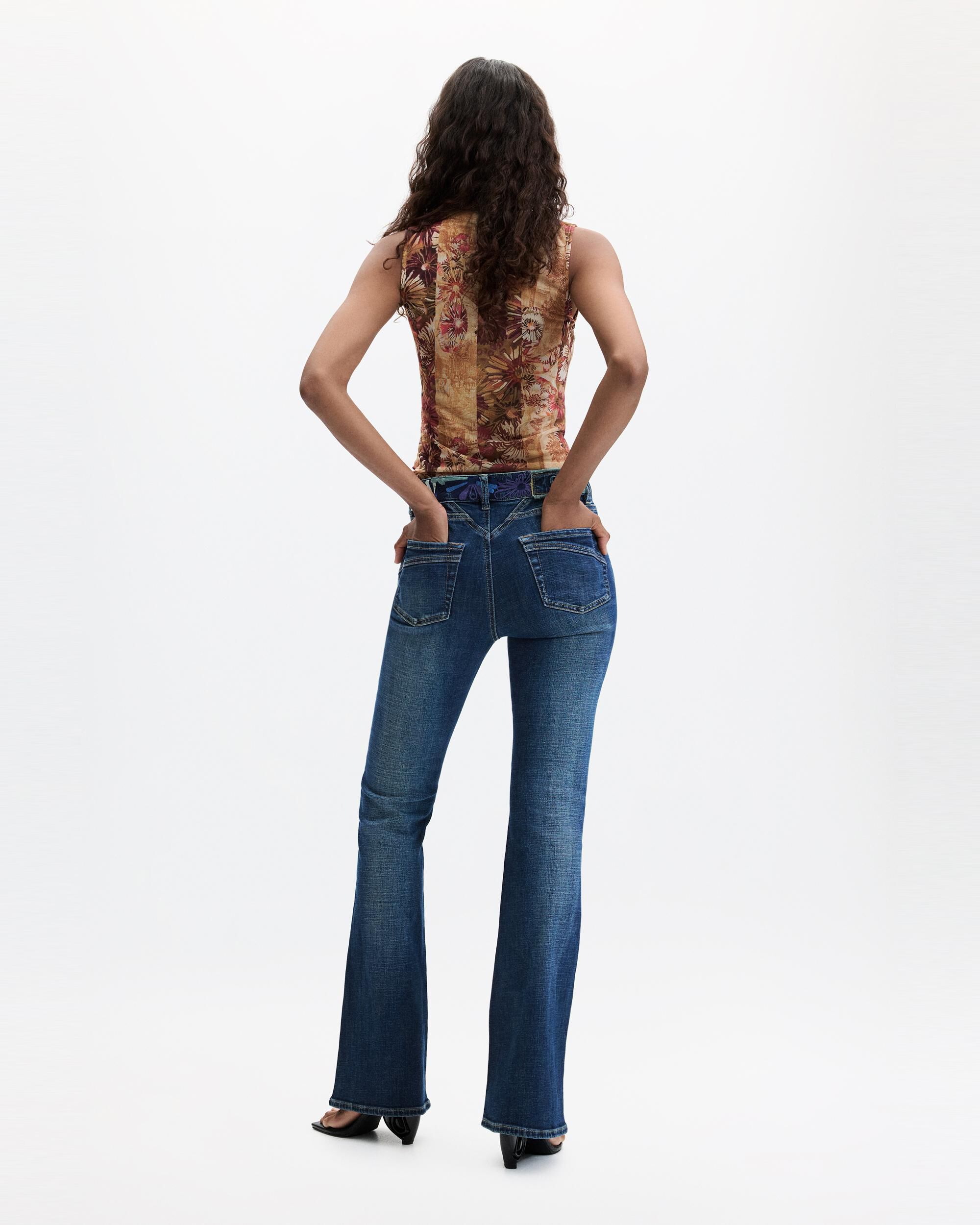 Pantalón de mujer vaquero flare - Desigual - Azul Azul-3
