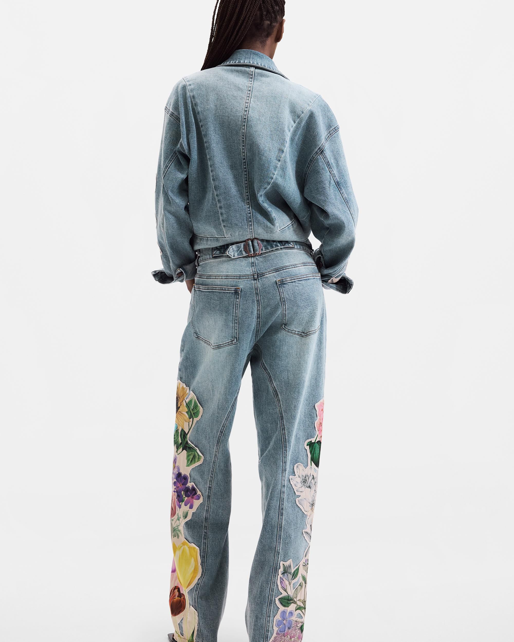 Pantalón de mujer vaquero estampado flores - Desigual - Azul Azul-2