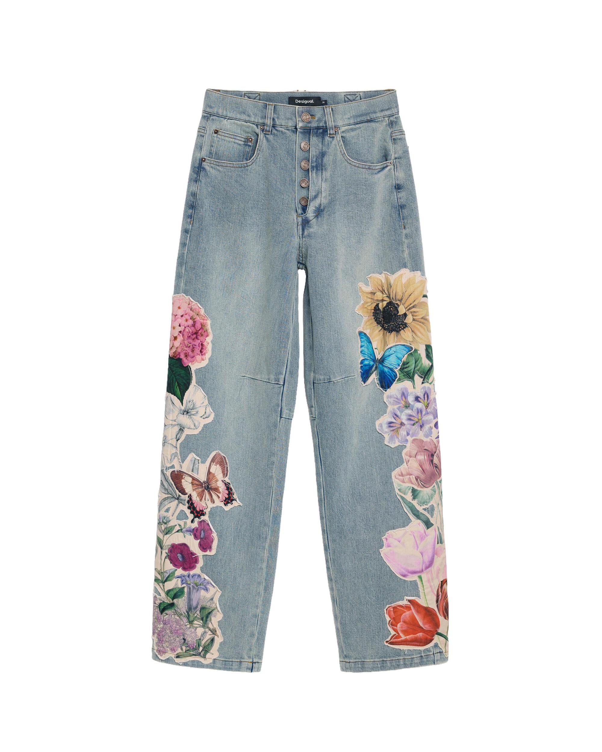 Pantalón de mujer vaquero estampado flores - Desigual - Azul Azul-4