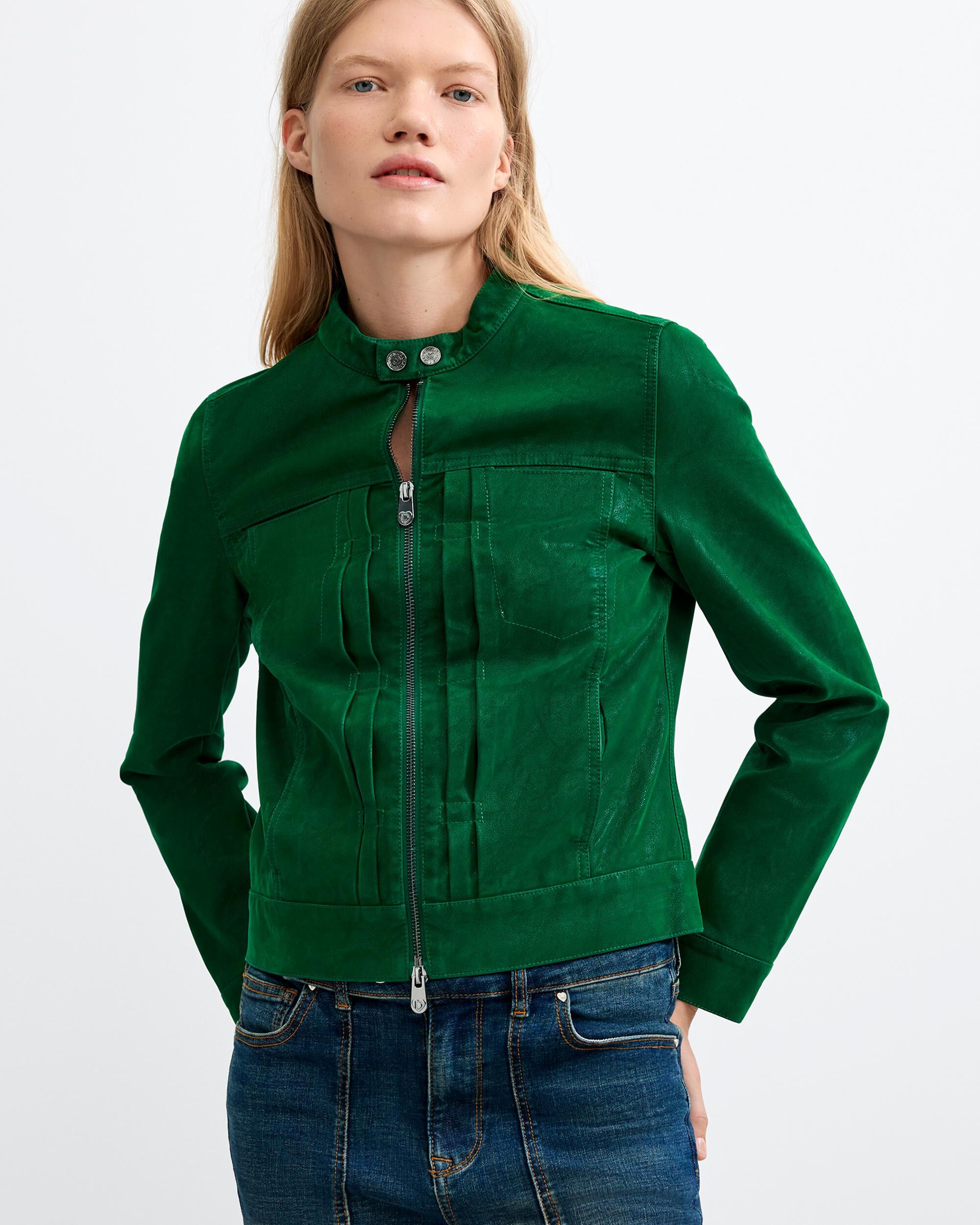 Cazadora de mujer efecto piel corta - Desigual - Verde Verde-2