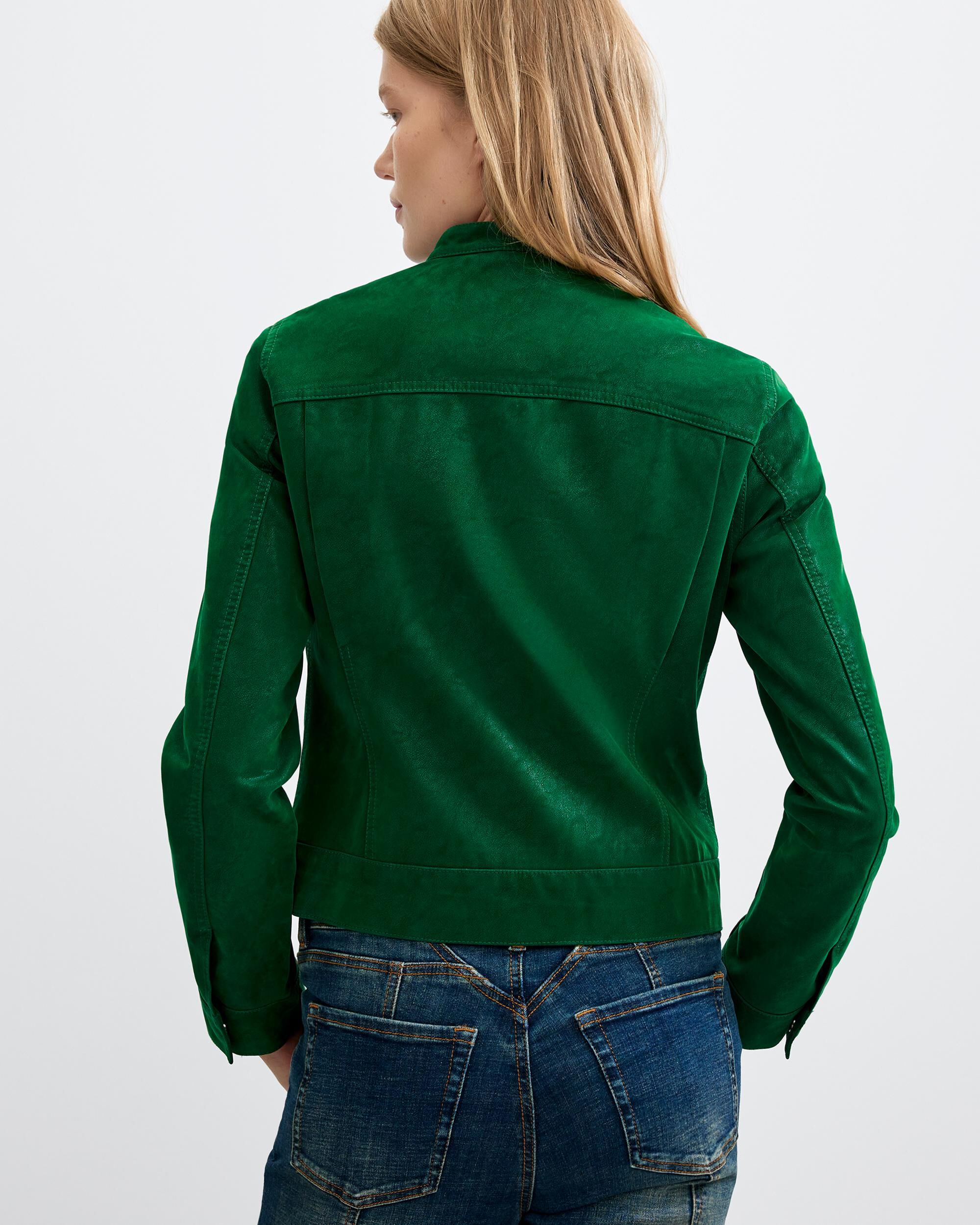 Cazadora de mujer efecto piel corta - Desigual - Verde Verde-3