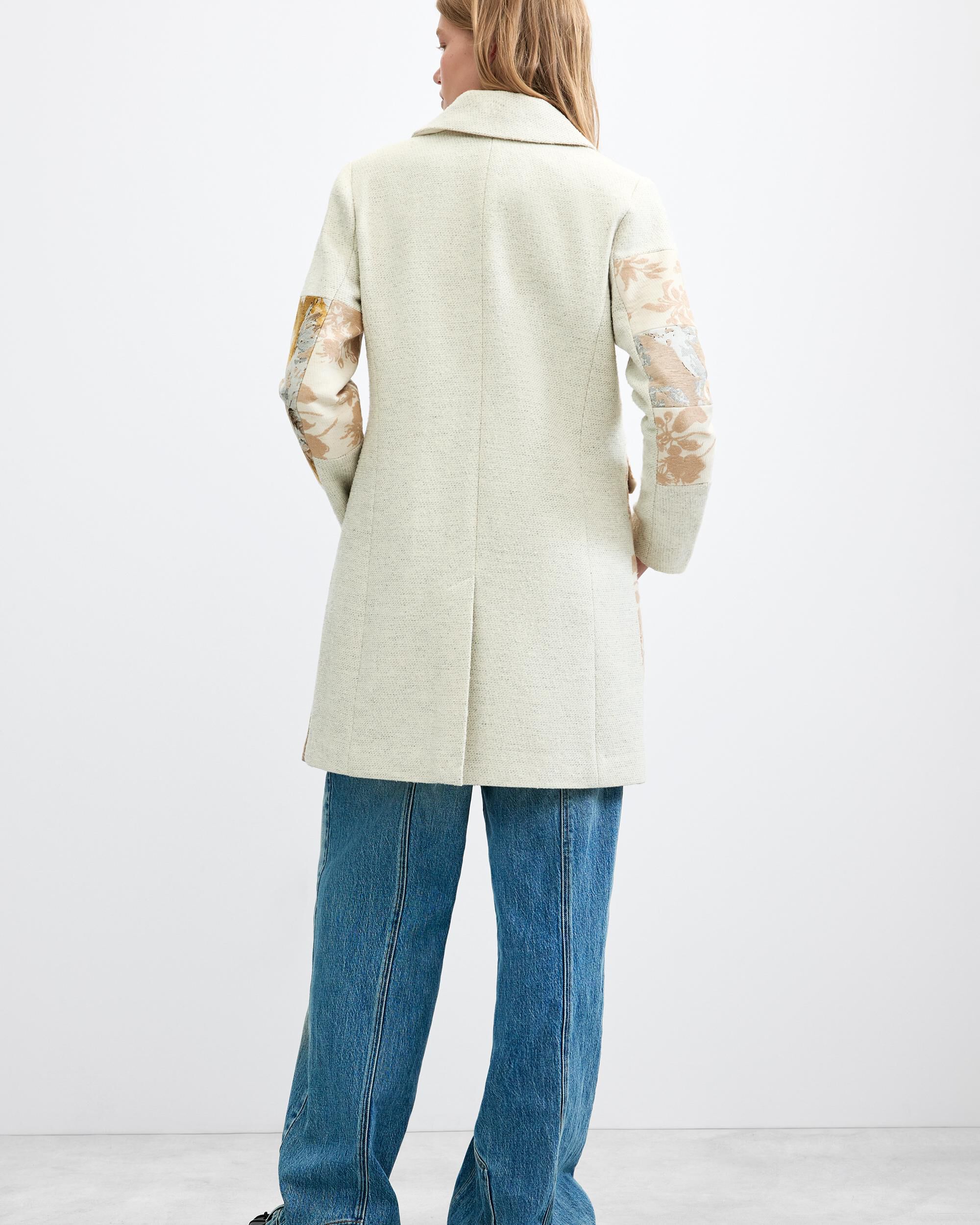 Abrigo de mujer lana jacquard - Desigual - Blanco Blanco-3