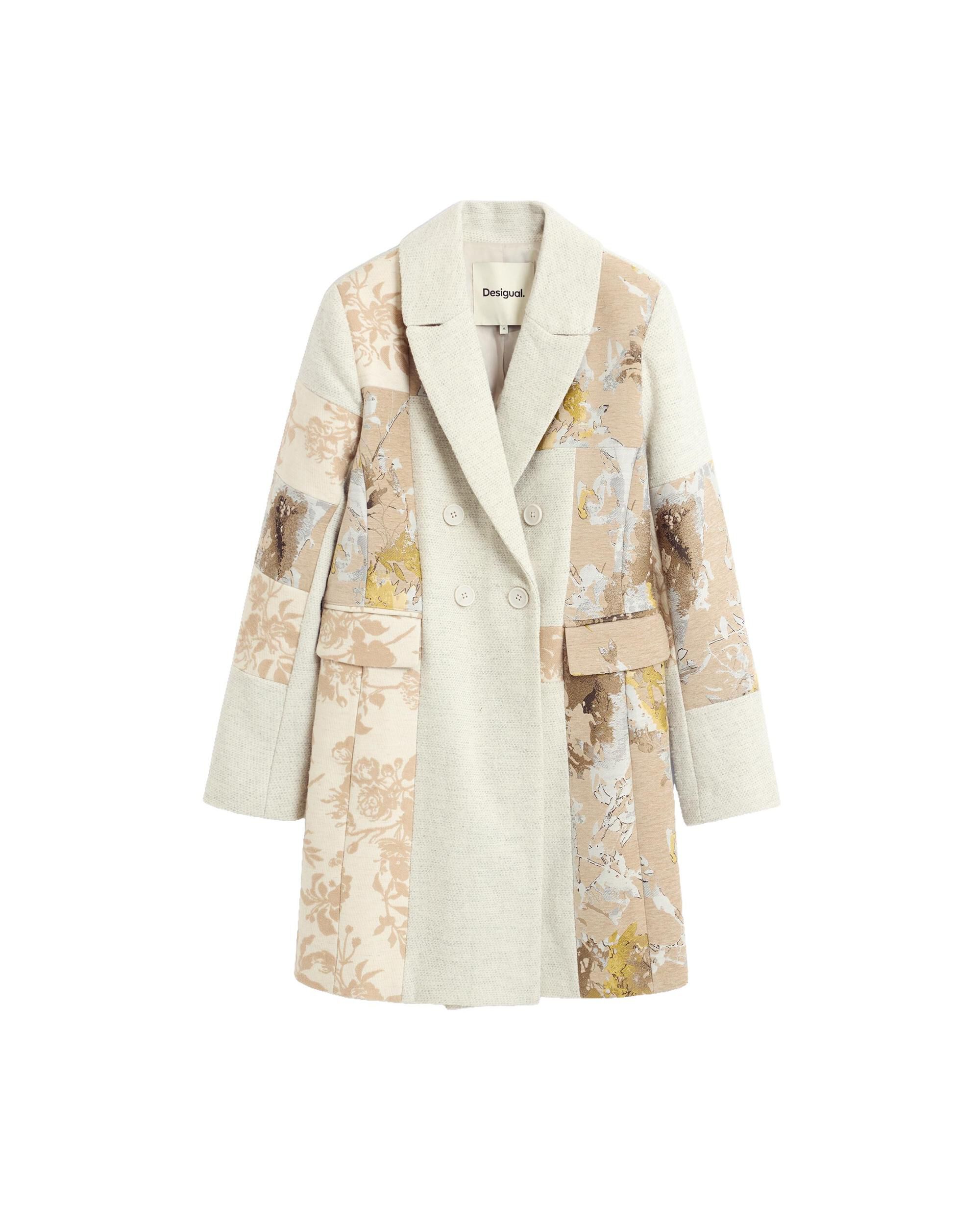 Abrigo de mujer lana jacquard - Desigual - Blanco Blanco-4