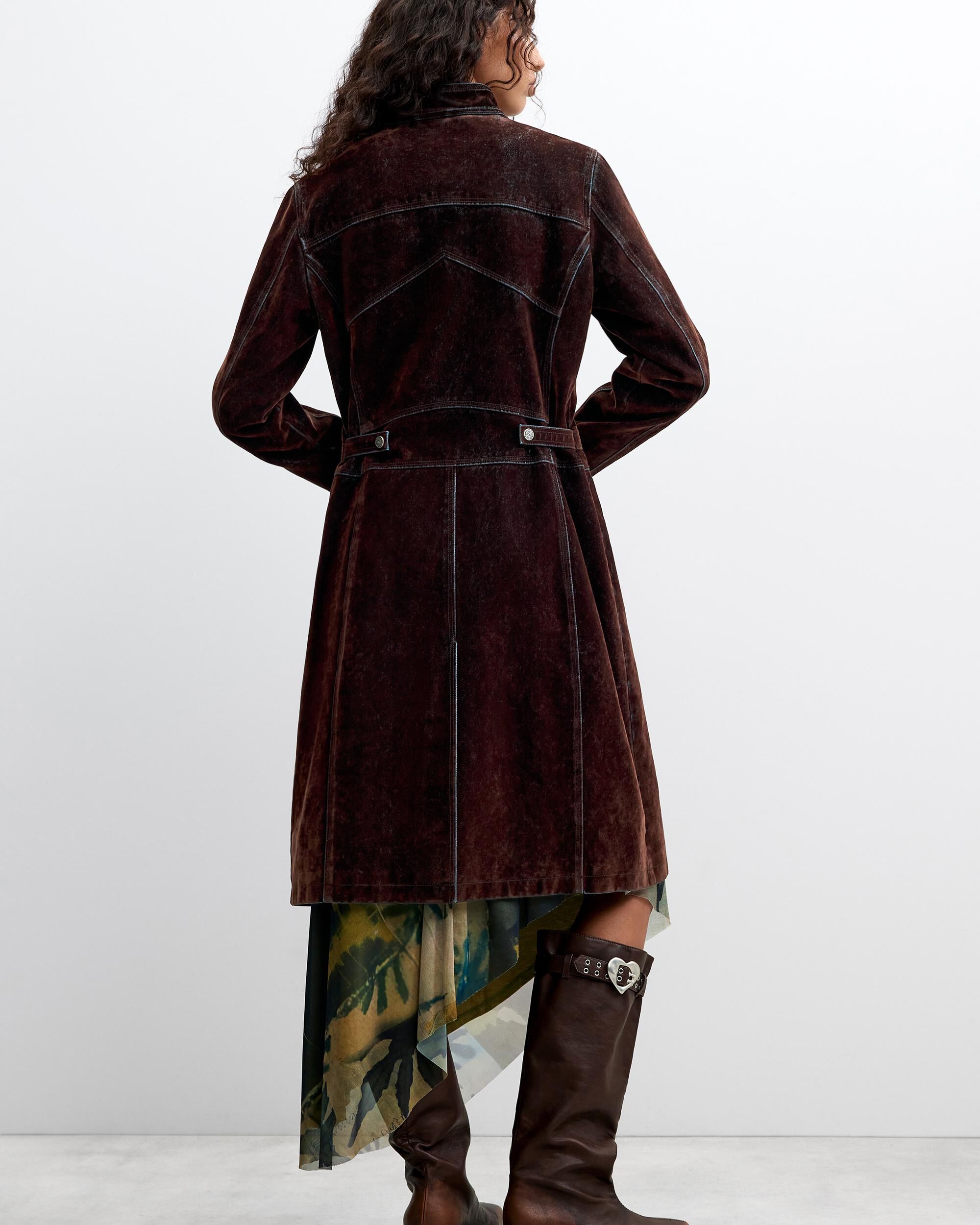 Abrigo de mujer terciopelo cremalleras - Desigual - Marrón Marrón-3