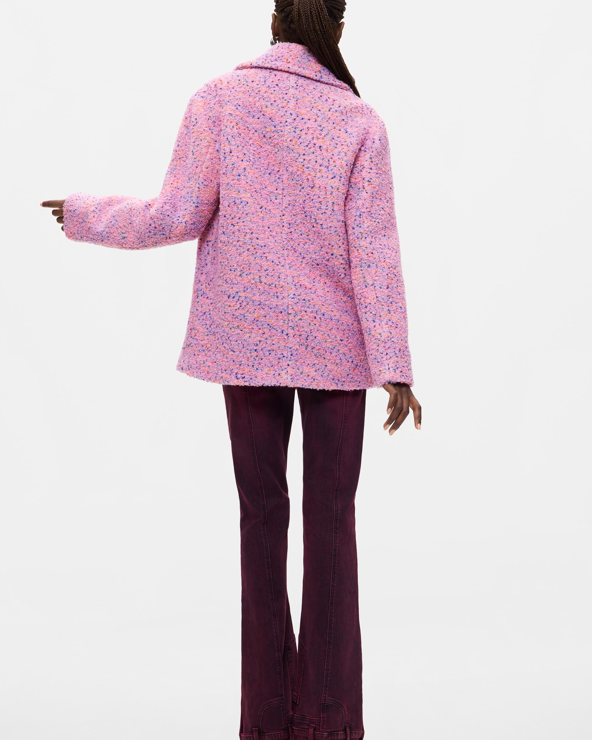 Abrigo de mujer corto lana - Desigual - Rosa Rosa-3