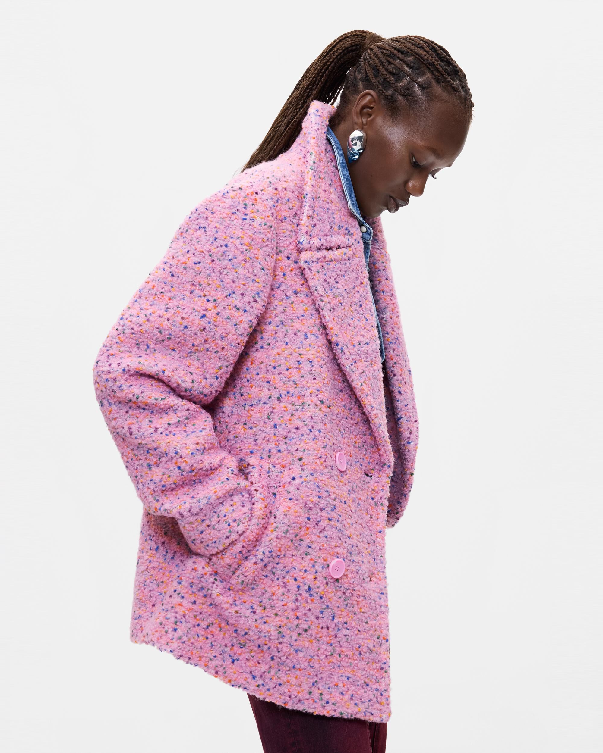 Abrigo de mujer corto lana - Desigual - Rosa Rosa-4