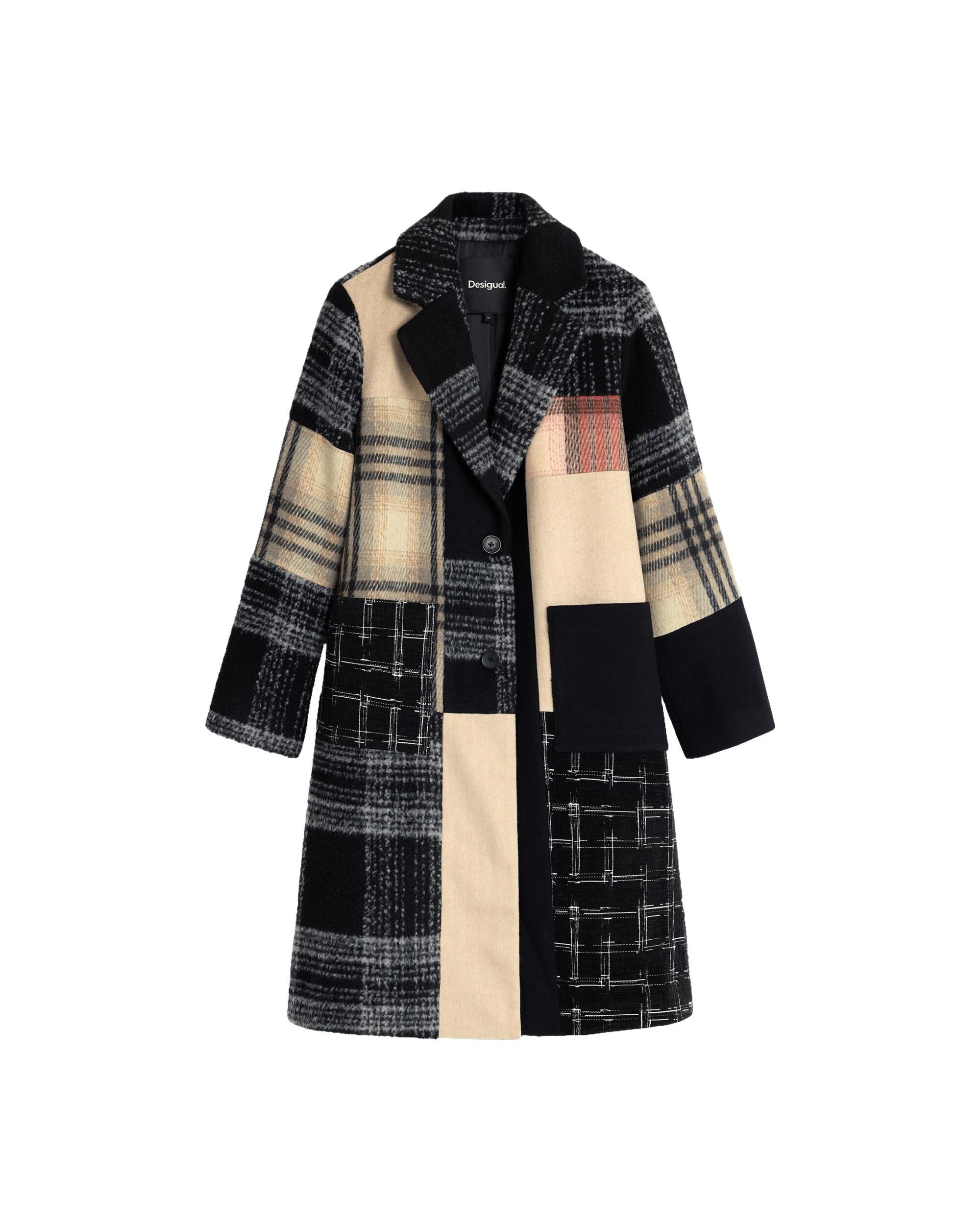 Abrigo de mujer parches cuadros - Desigual - Negro Negro-4