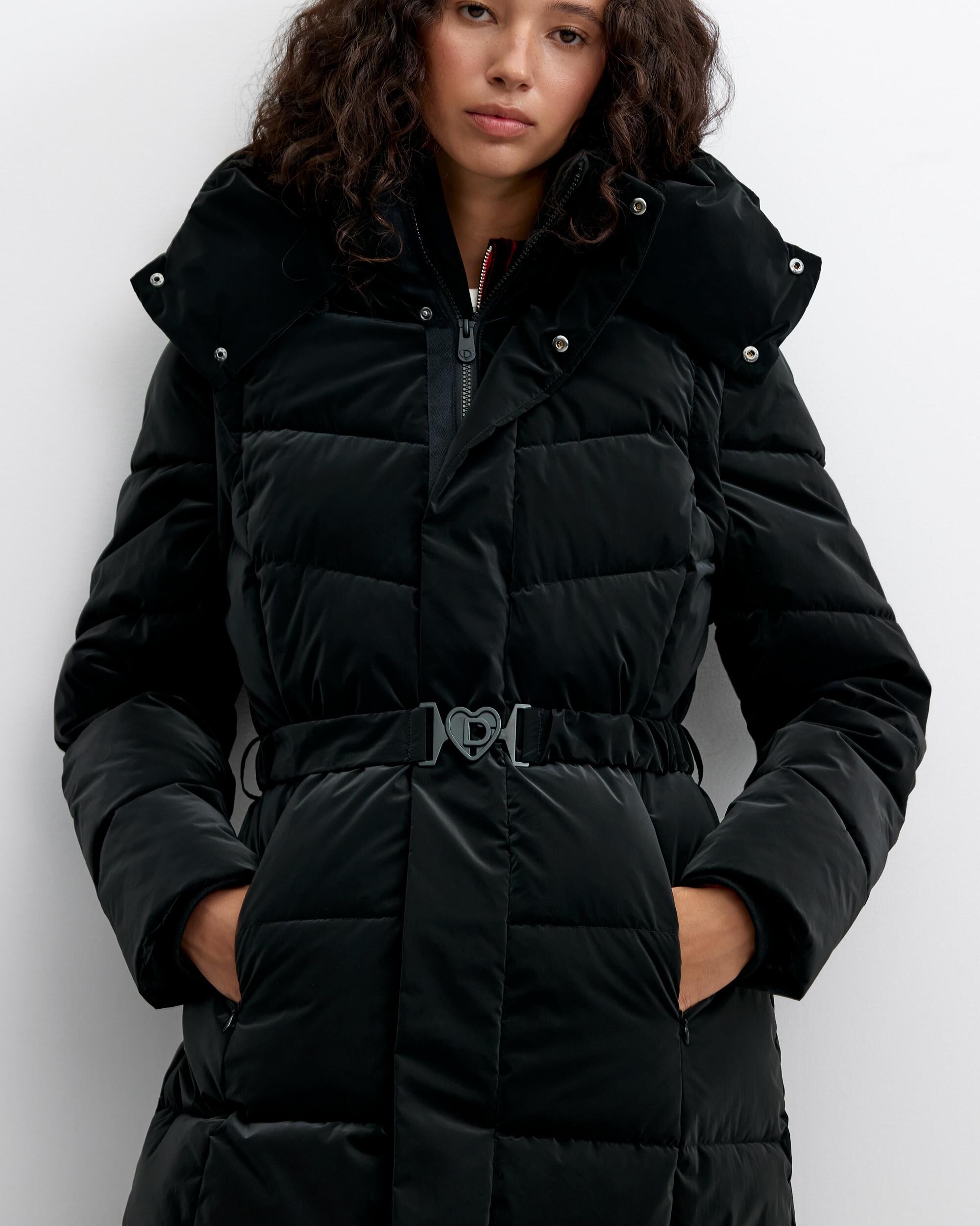 Abrigo de mujer acolchado largo - Desigual - Negro Negro-2