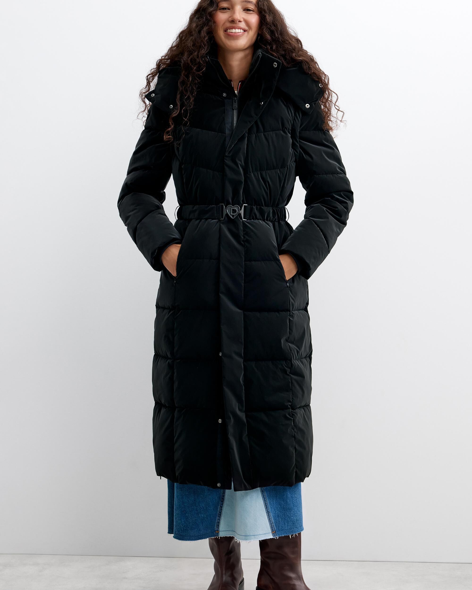 Abrigo de mujer acolchado largo - Desigual - Negro Negro-4