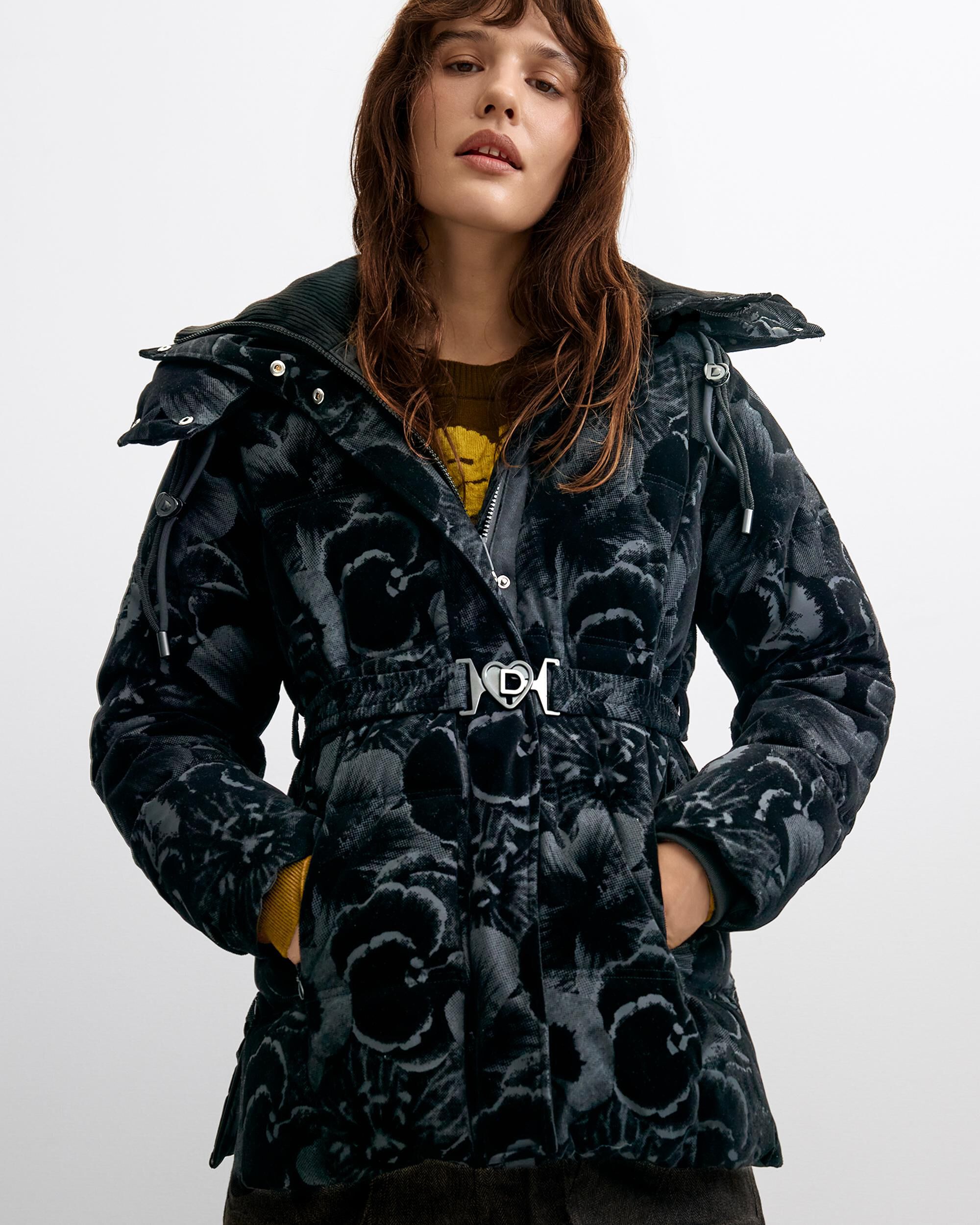 Abrigo de mujer acolchado largo - Desigual - Negro Negro-2