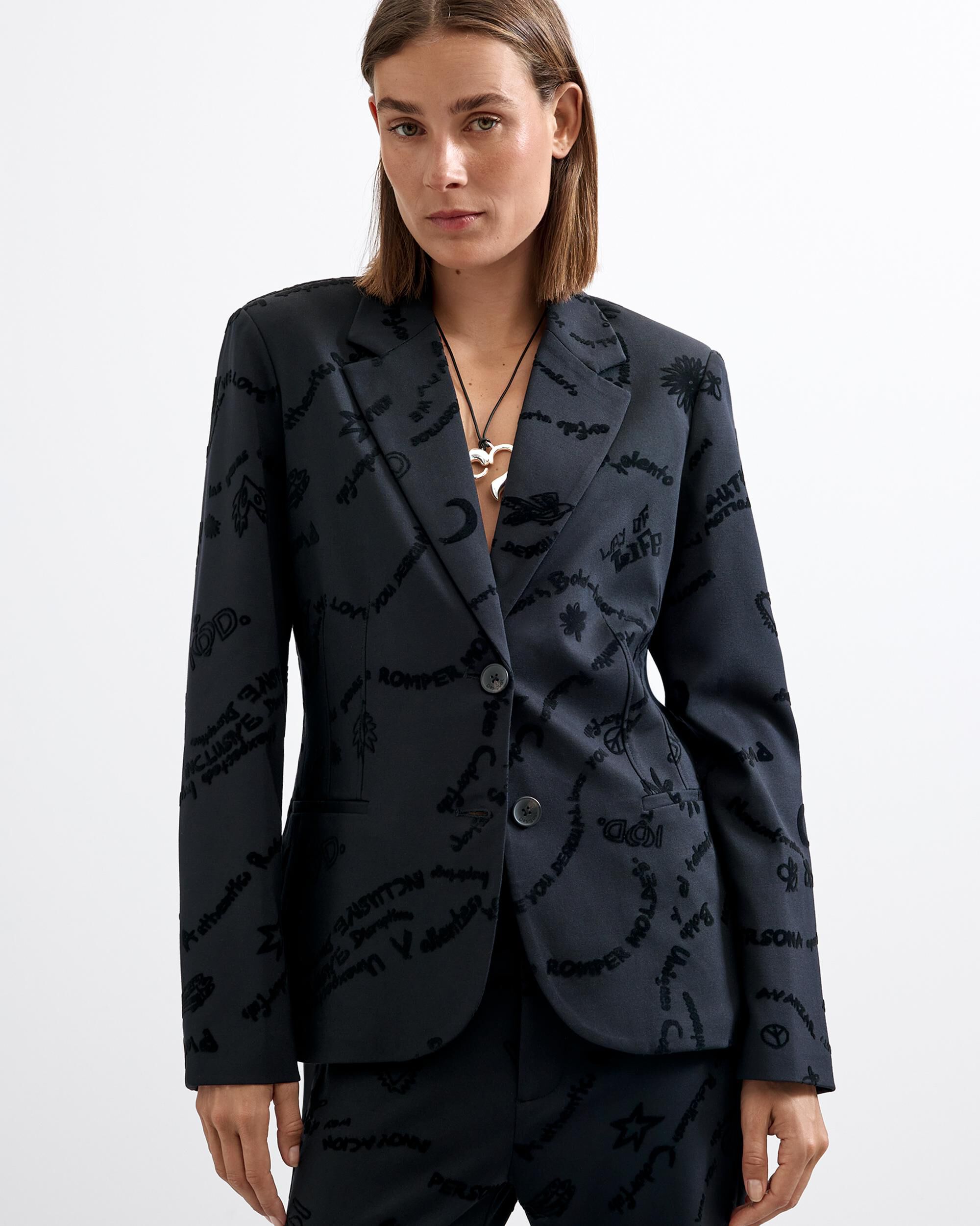 Americana de mujer flocada - Desigual - Negro Negro-2