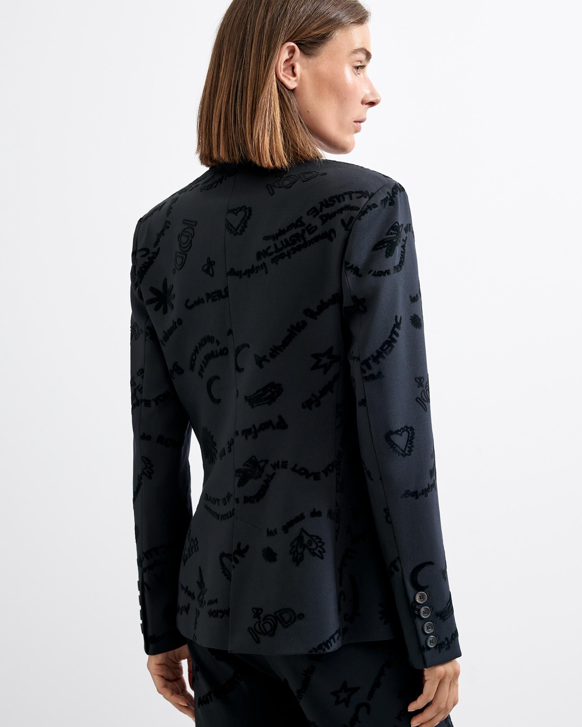 Americana de mujer flocada - Desigual - Negro Negro-3