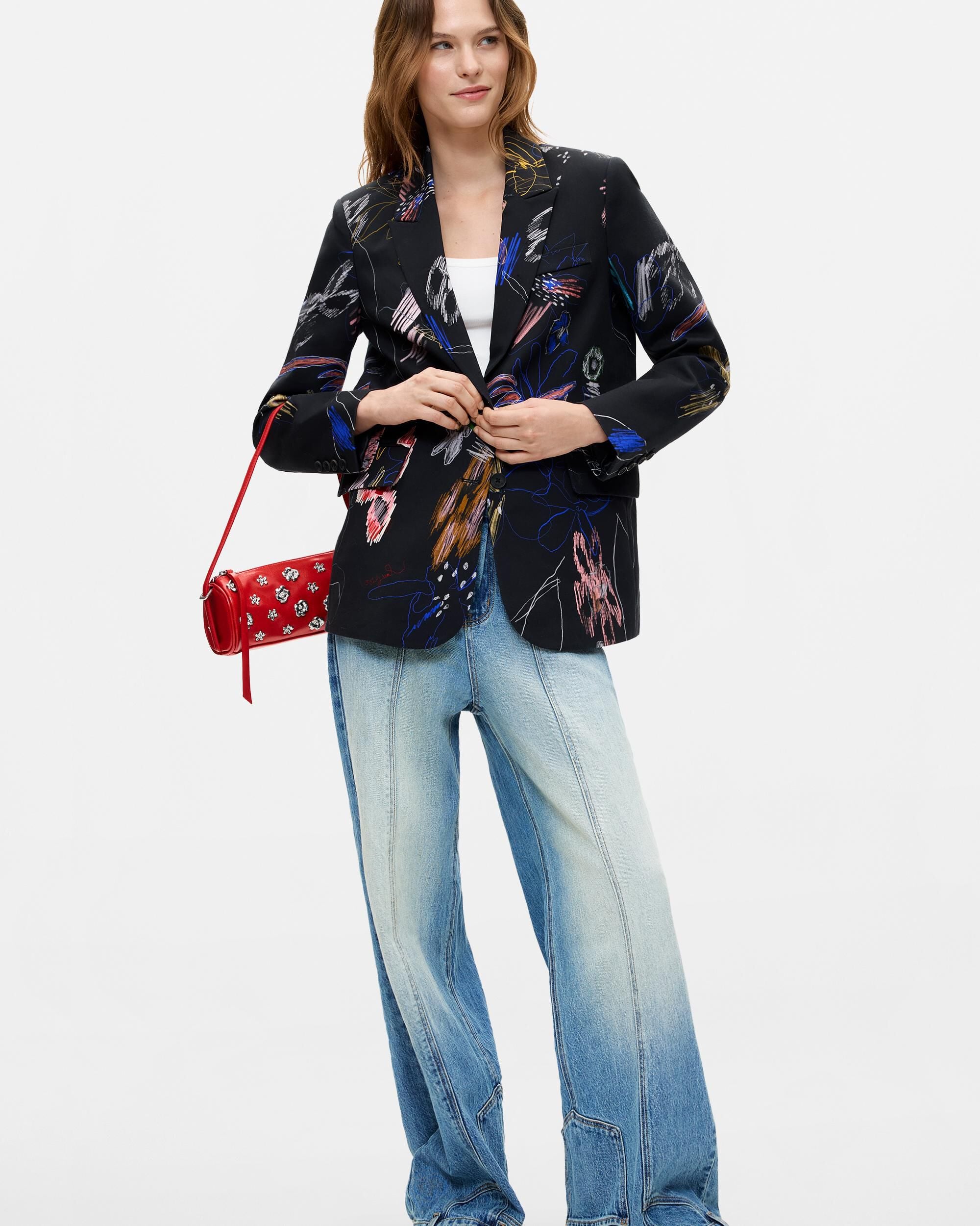 Americana de mujer estampado floral - Desigual - Negro Negro-1