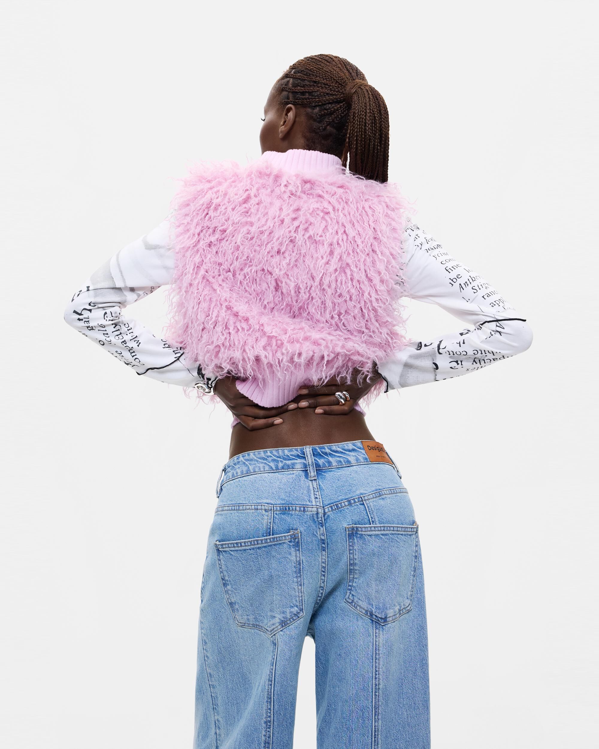 Chaqueta de mujer pelo sintético - Desigual - Rojo Rojo-3