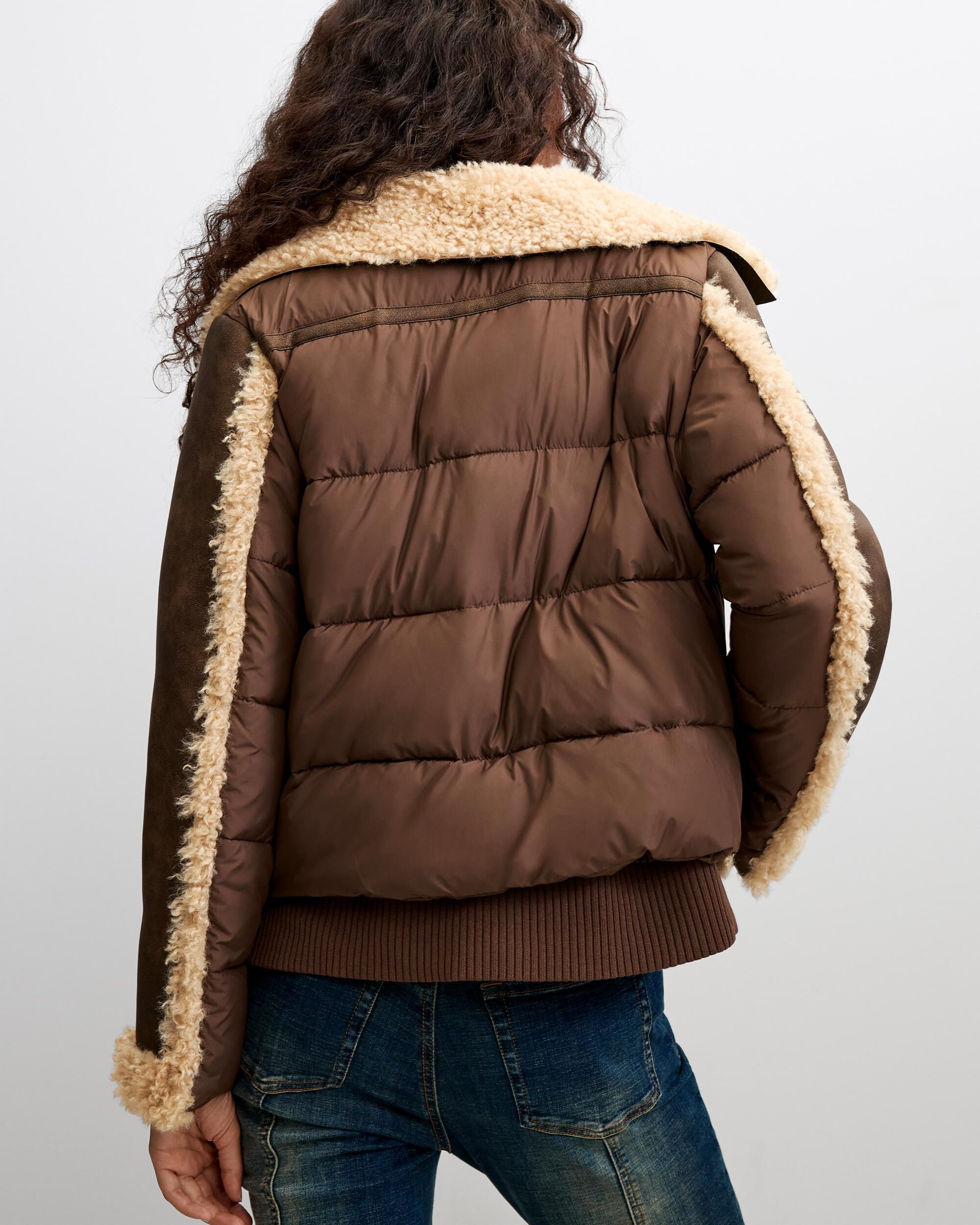 Abrigo de mujer doble faz borreguito - Desigual - Marrón Marrón-3