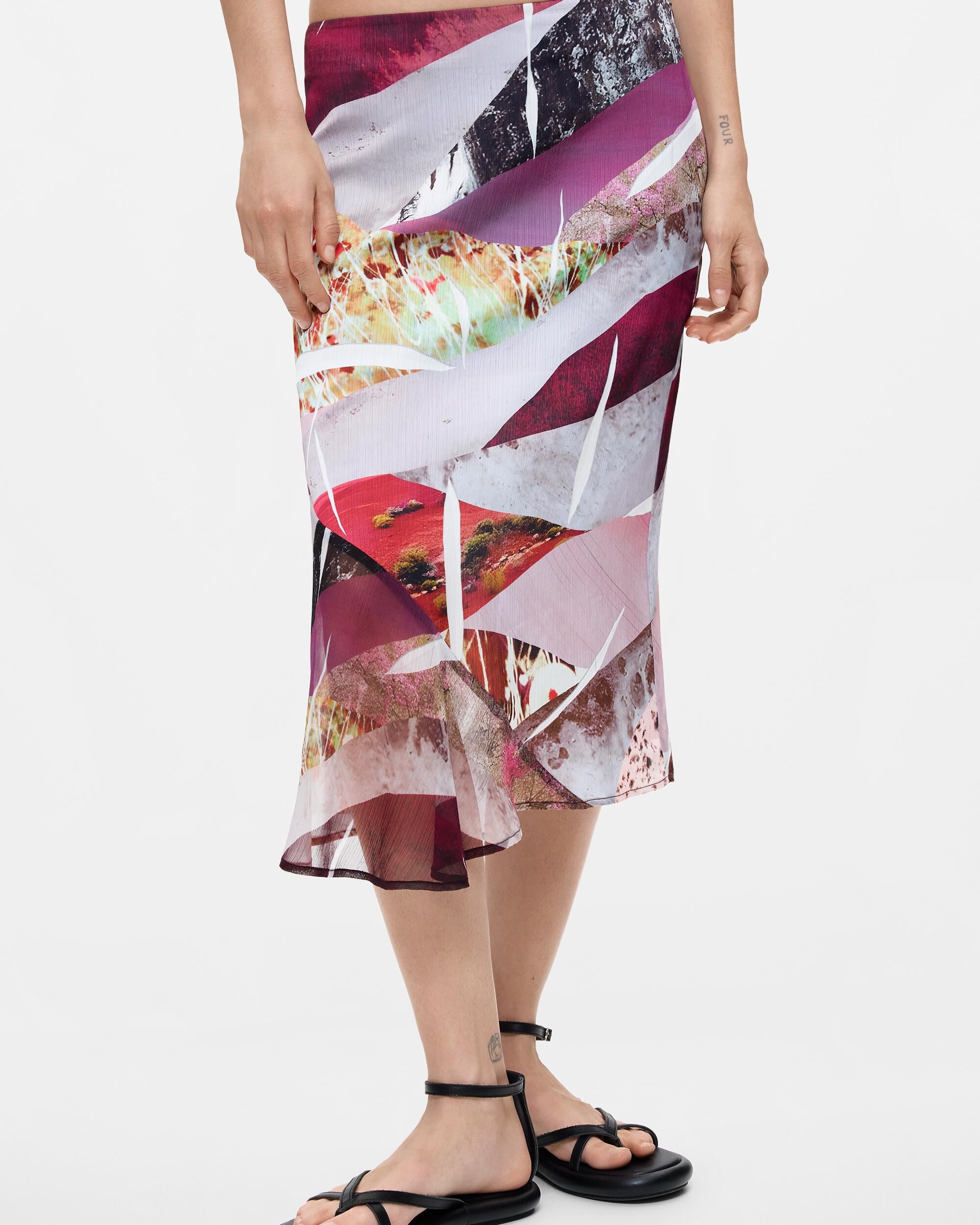 Falda estampada asimétrica - Desigual - Negro Negro-2