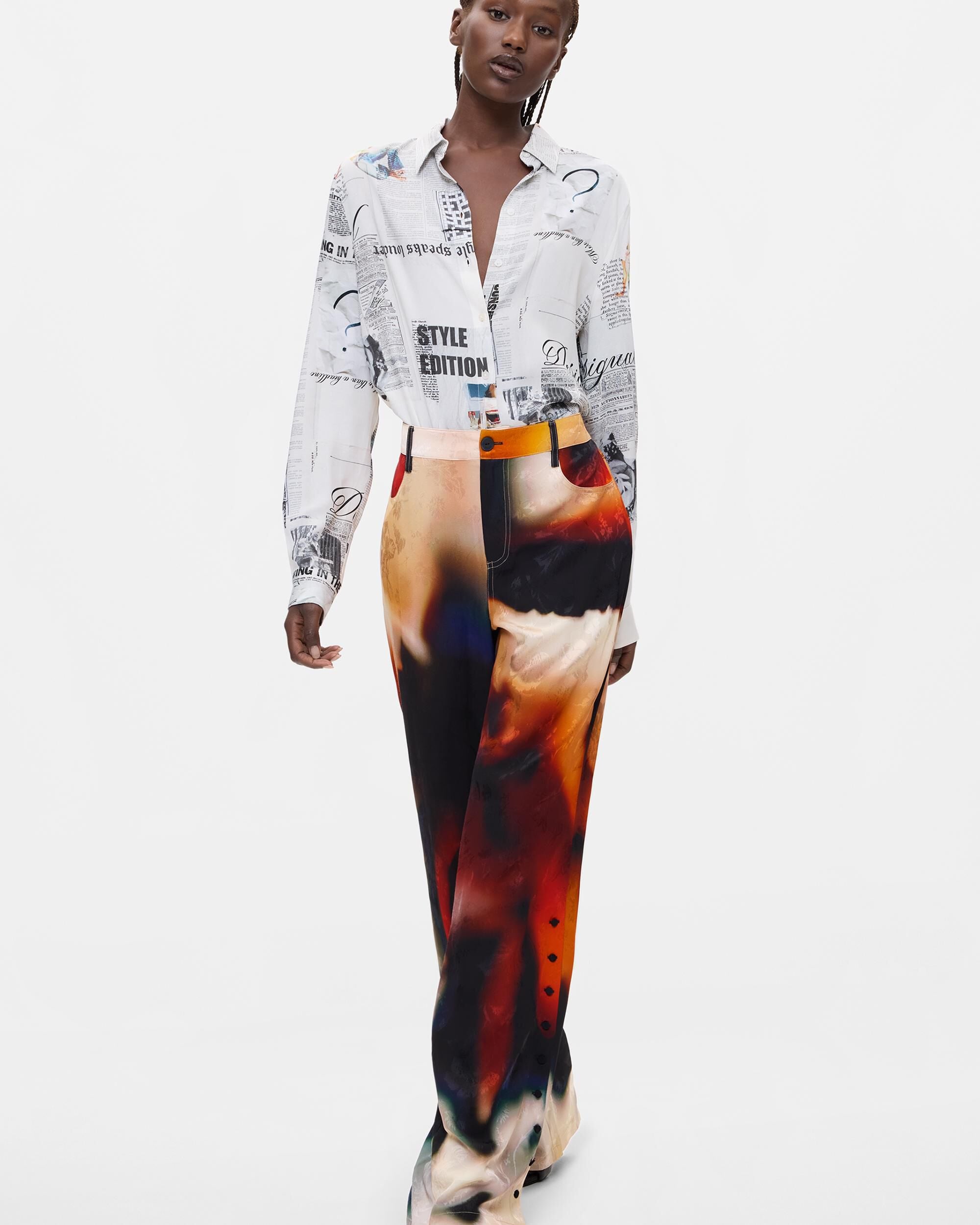 Imagen 0 de Pantalón de mujer estampado largo Negro