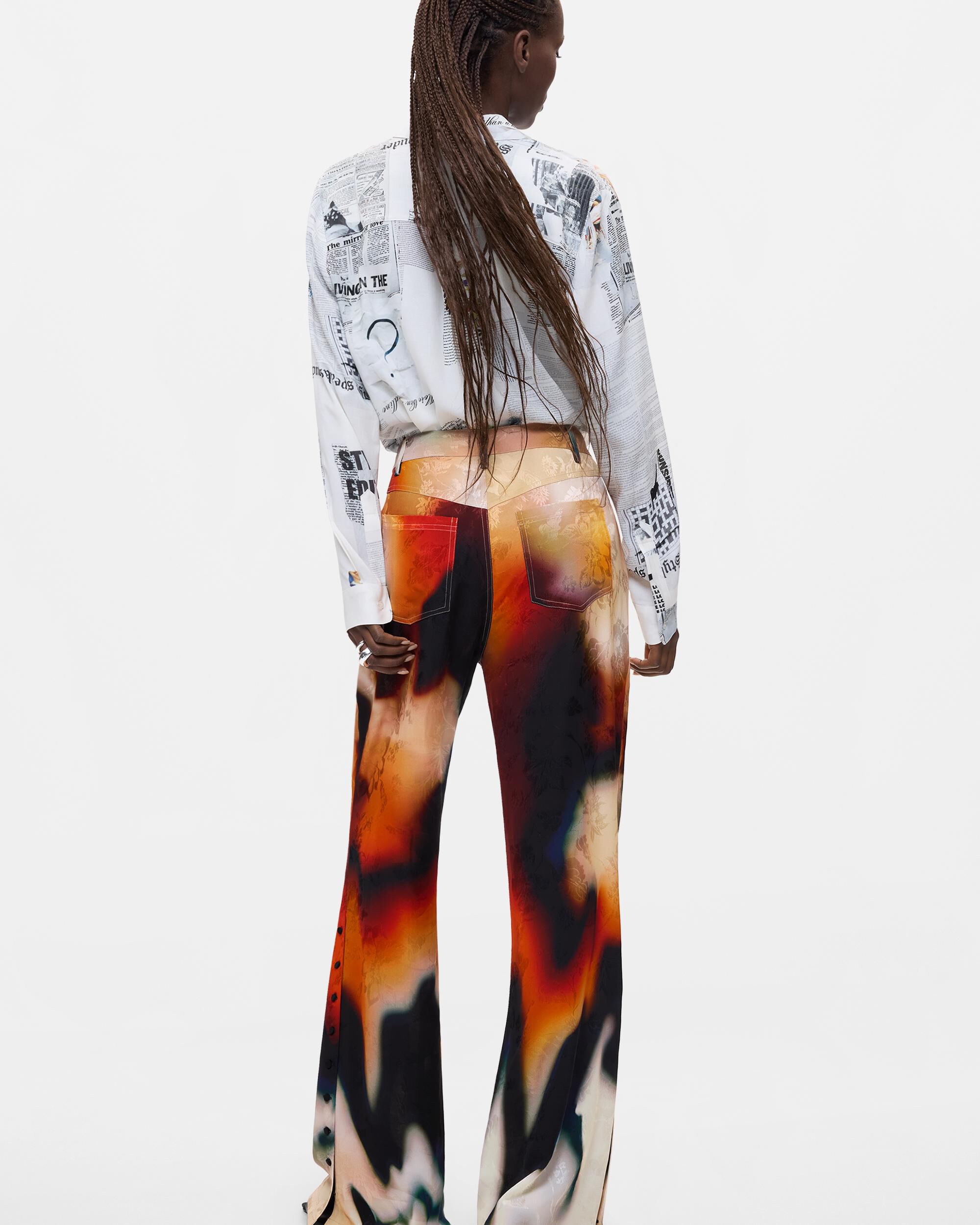 Pantalón de mujer estampado largo - Desigual - Negro Negro-3