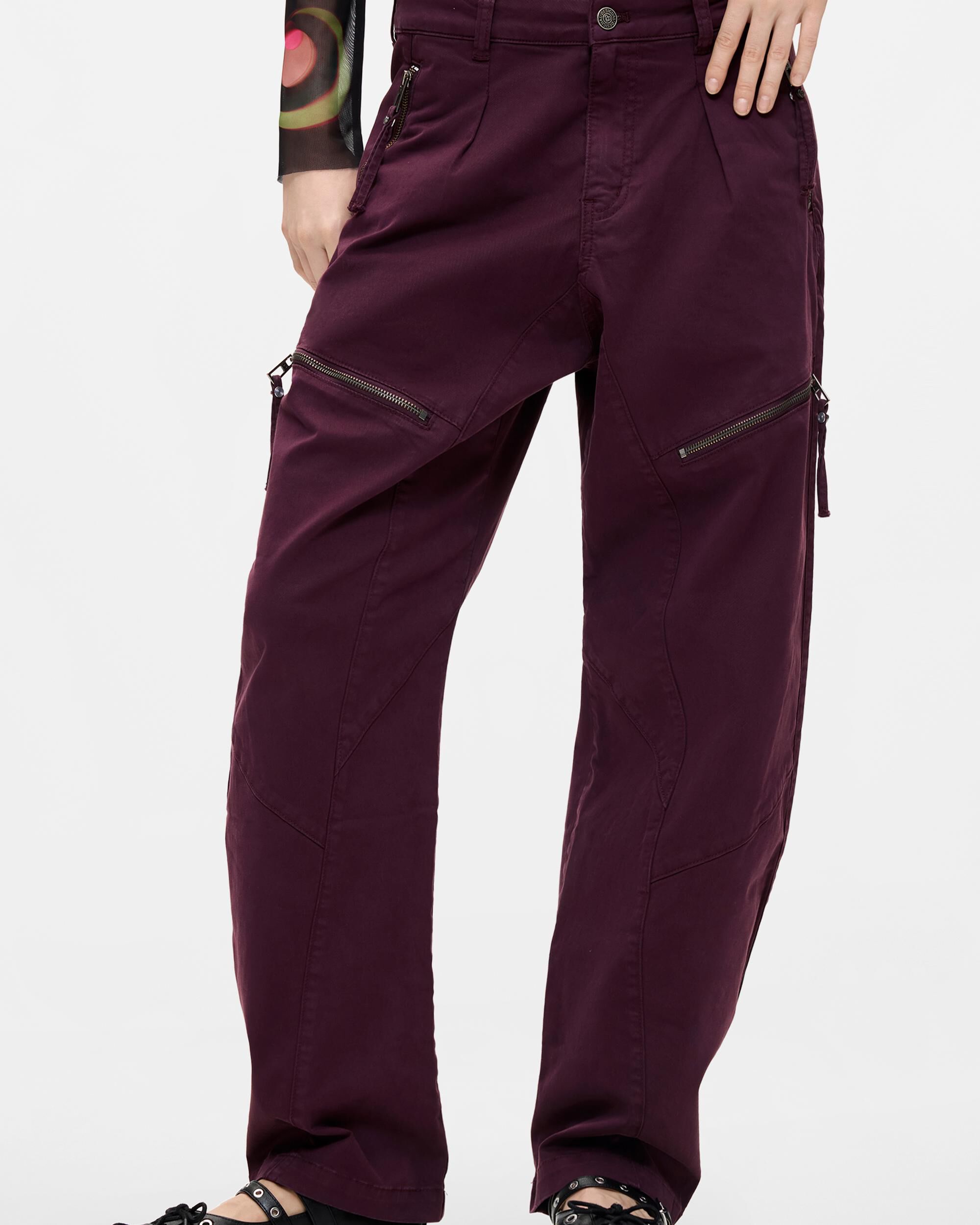 Pantalón de mujer cremalleras largo - Desigual - Rojo Rojo-2