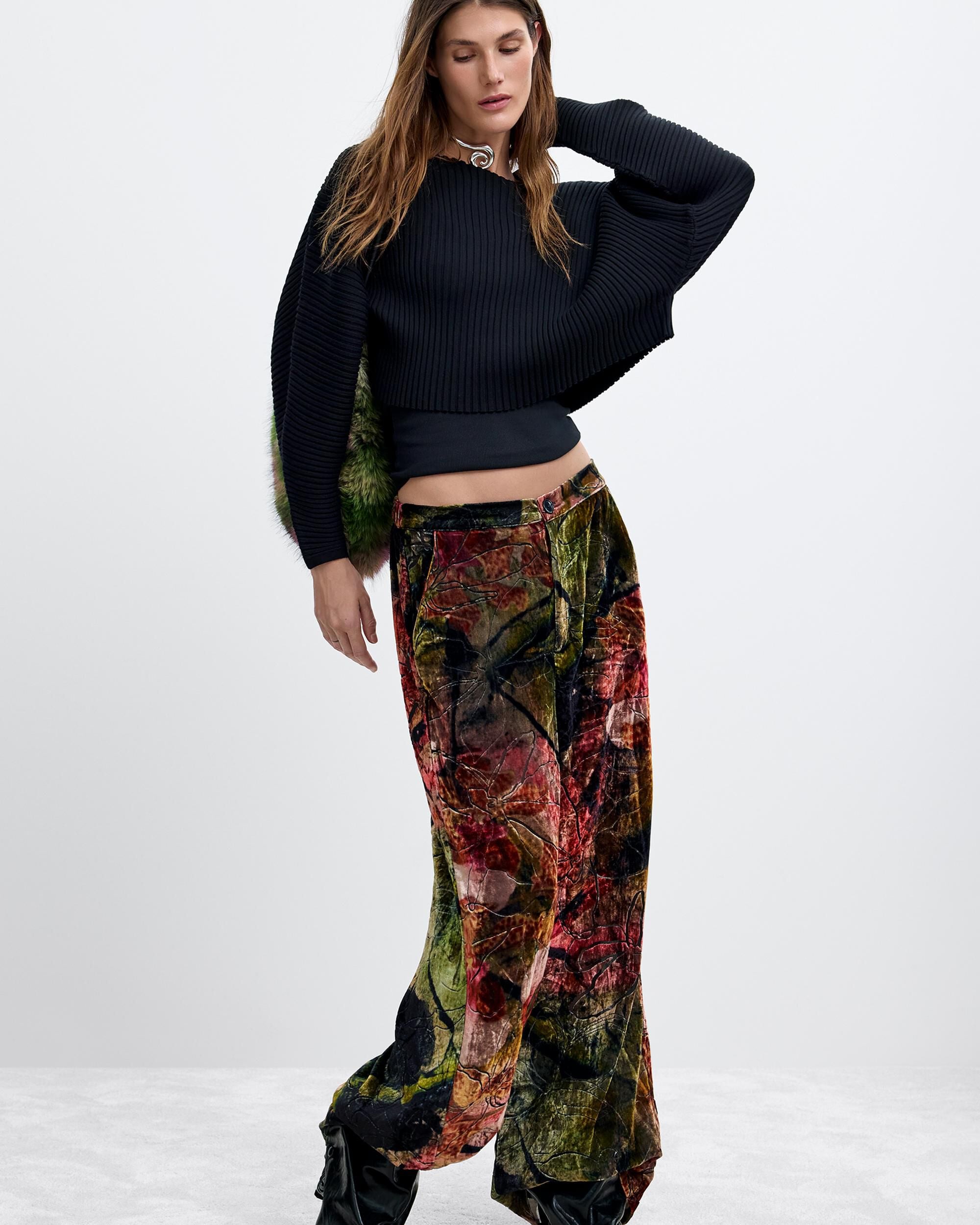 Pantalón de mujer velvet largo m c lacroix - Desigual - Rosa Rosa-1