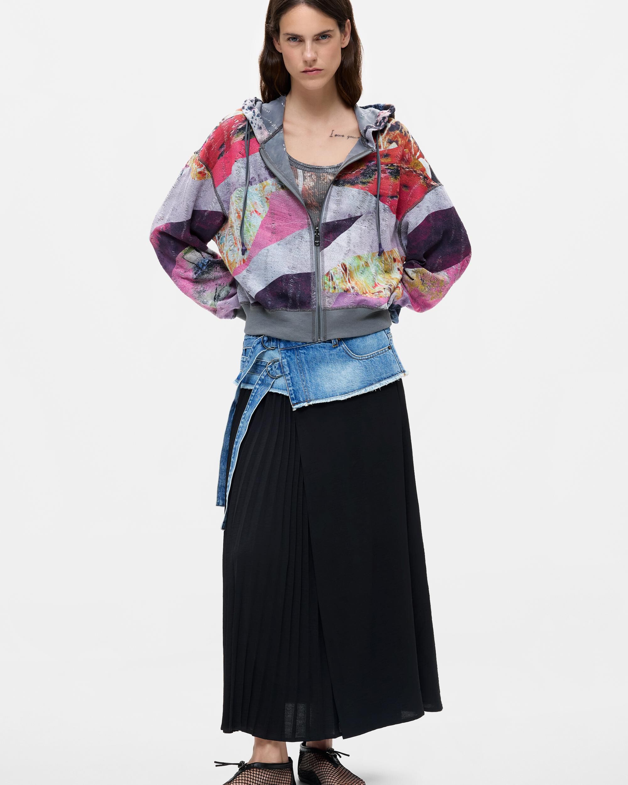 Sudadera de mujer reversible estampada - Desigual - Gris Gris-2